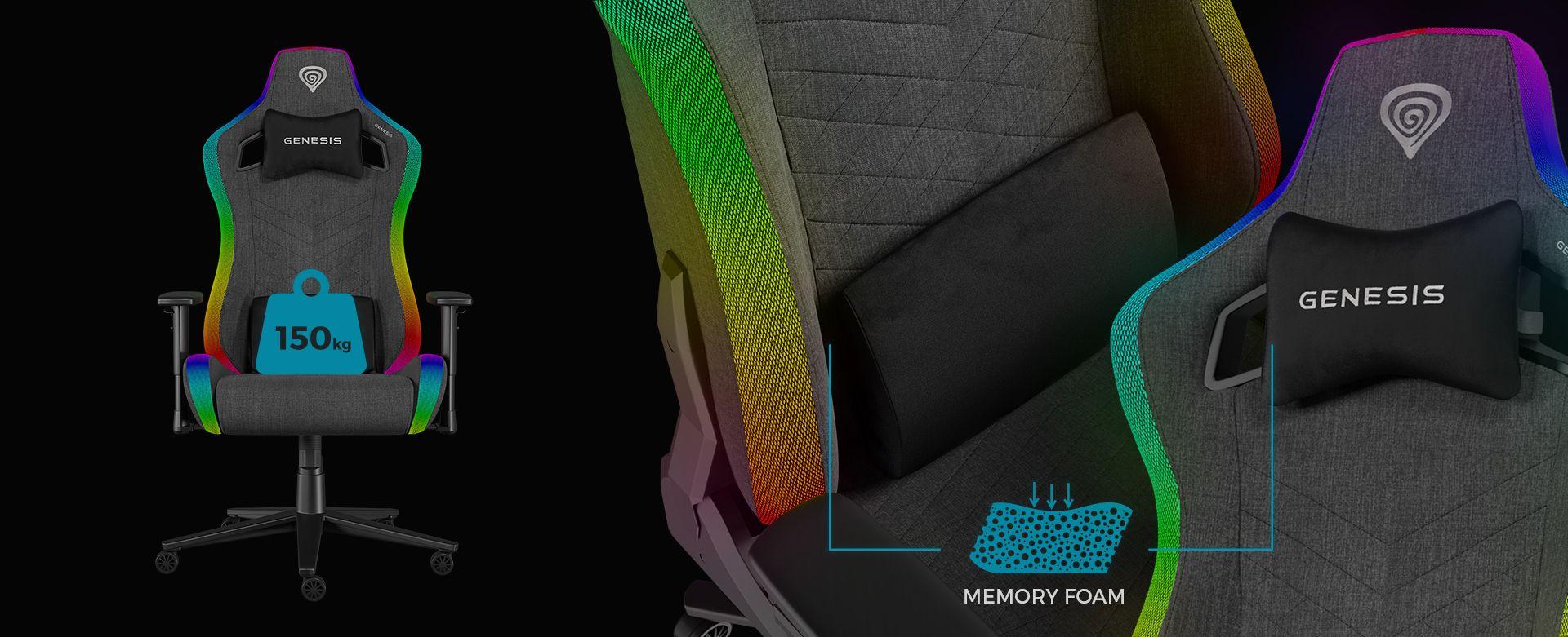Cadeira Gaming GENESIS Trit 660 RGB (150 kg - 52 cm - Sim, 2D - Cinzento e Preto), miniatura 8