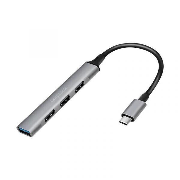 Hub USB-C LOGILINK UA0392 (USB-C - 4x USB 3.2 Gen 1 Tipo A - Cinzento)