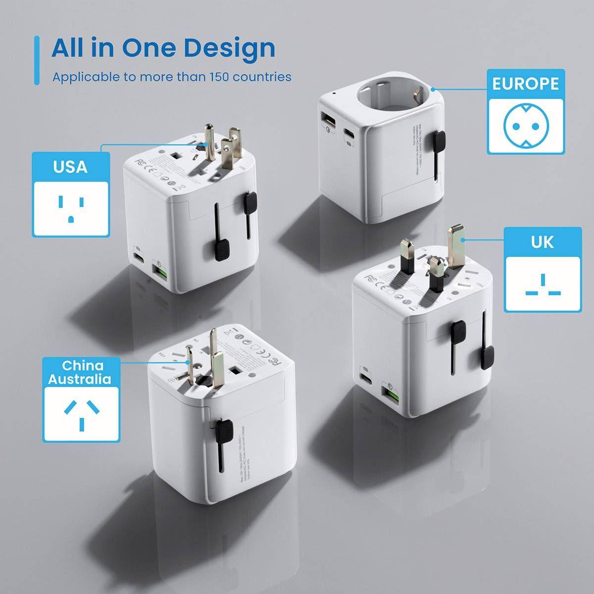 Adaptador de Viagem Universal EWENT EW1472 (15 W - Branco), miniatura 5