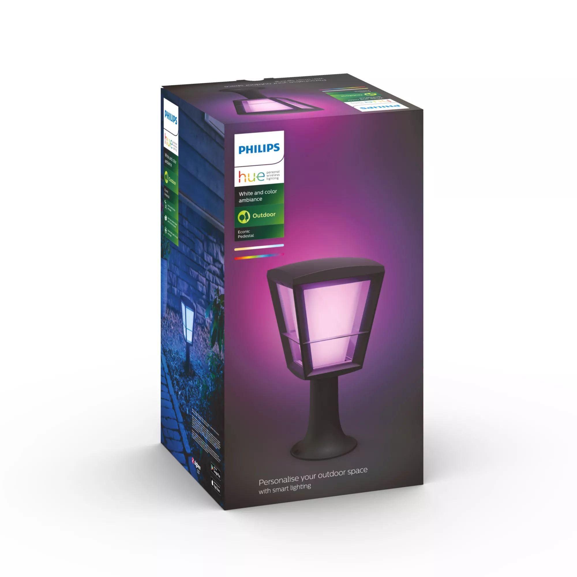 Candeeiro de Pedestal Exterior Inteligente PHILIPS Hue Econic (Vidro - Preto) — miniatura 3