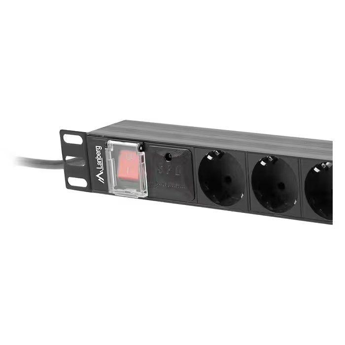 Bloco de Tomadas para Bastidor LANBERG PDU-08F-0200-BK (19 polegadas - Tipo F - Preto) — miniatura 3