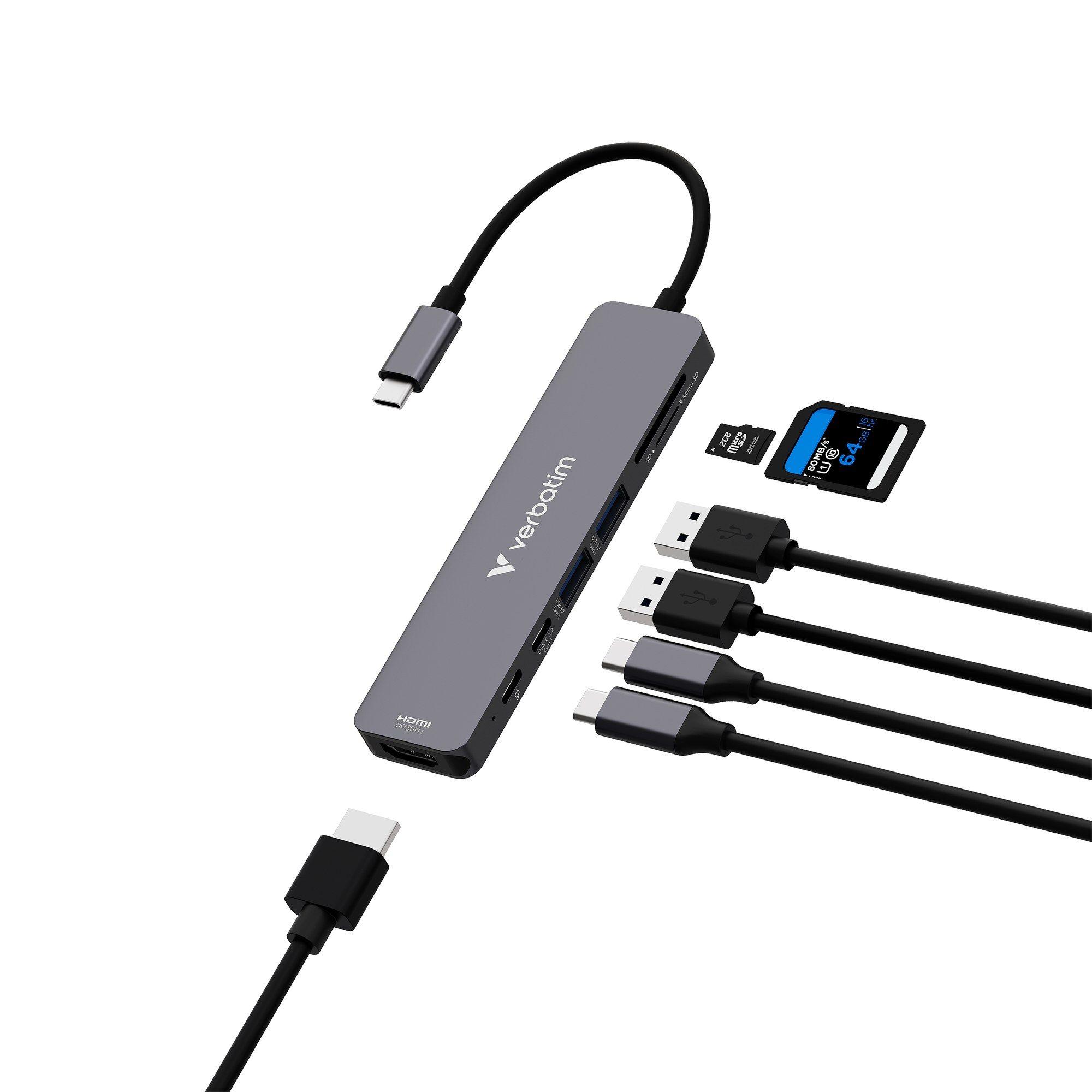 Dock/Hub USB-C VERBATIM 32158 (0,15 m - Cinzento) — miniatura 2