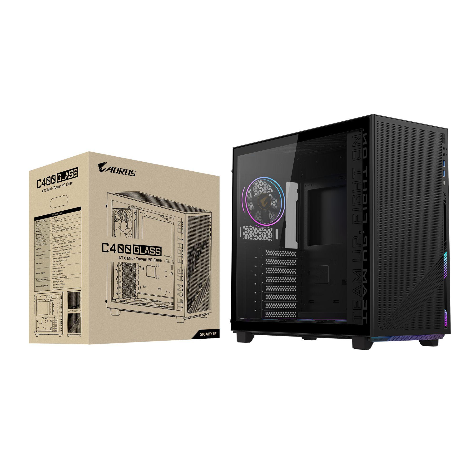 Caixa PC GIGABYTE AORUS C400 GLASS (ATX, Micro ATX, Mini-ITX - Midi Tower - Vidro, Plástico, Aço - Preto) — miniatura 7
