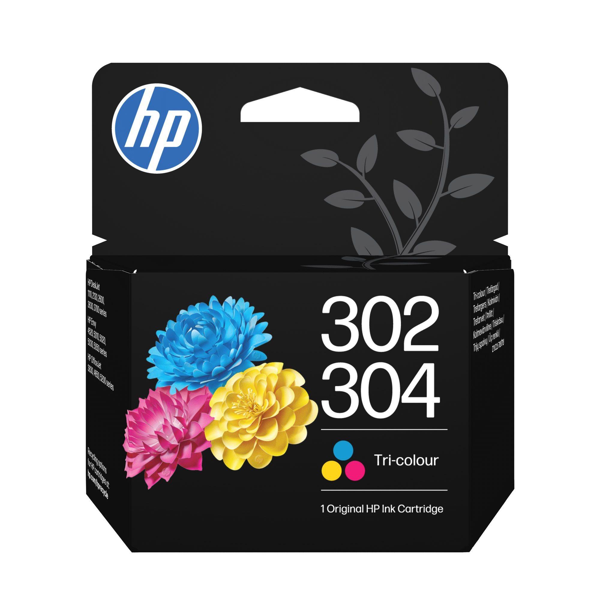 Tinteiro HP 302/304 Tricolor (100 páginas - Ciano, Magenta e Amarelo)
