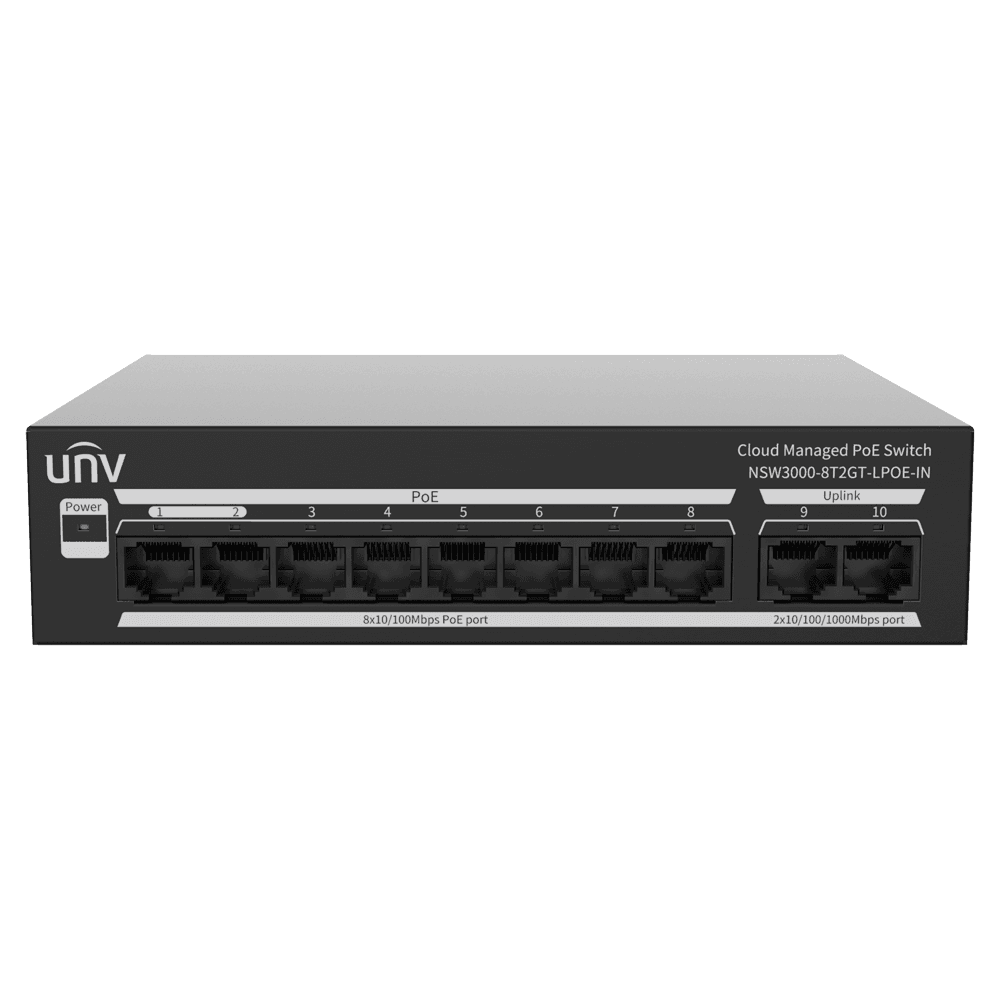 Switch de Rede Gerível UNIVIEW UV-NSW3000-8T2GT-LPOE-IN (65 W)