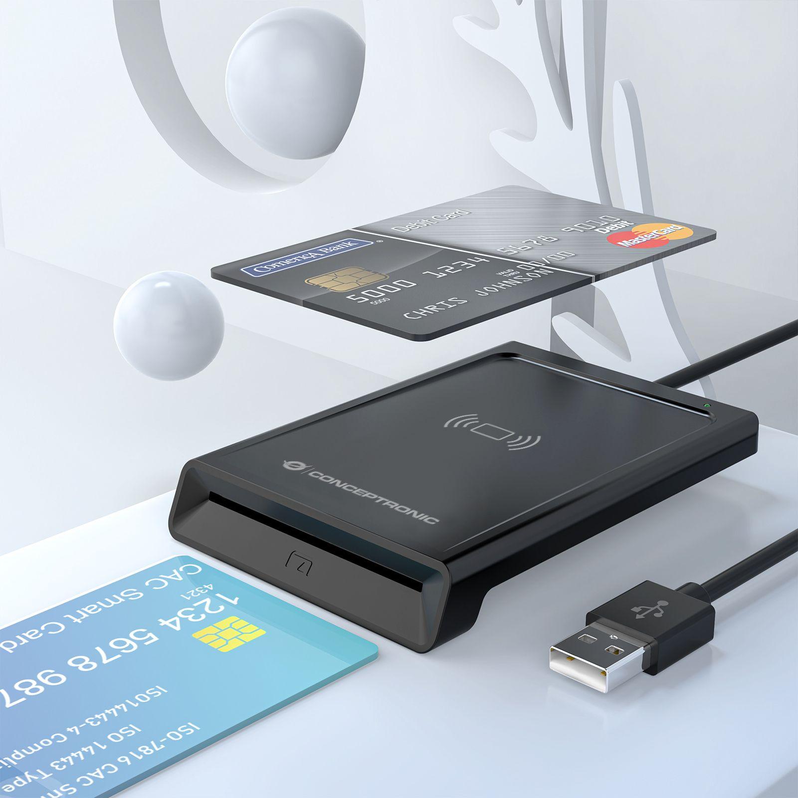 Leitor de Cartões do Cidadão CONCEPTRONIC BIAN11B (USB 2.0 - 1 m - Preto), miniatura 3
