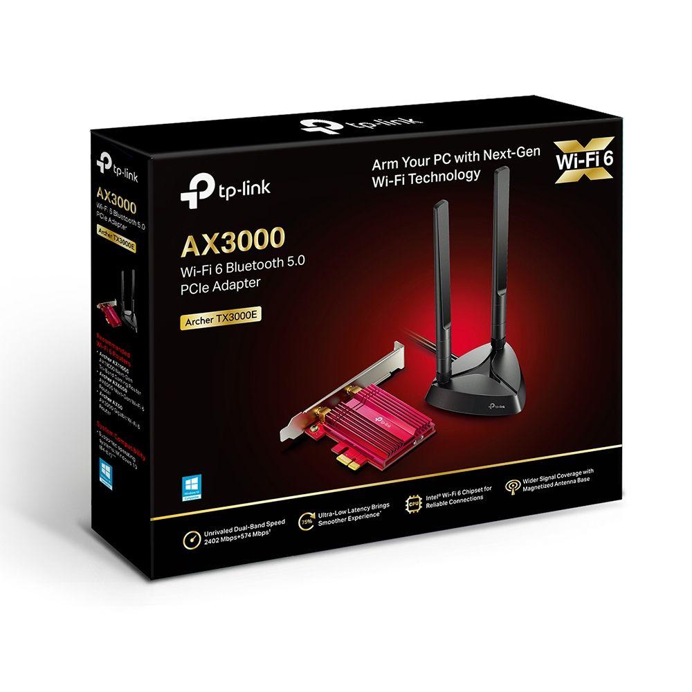 Placa de Rede PCIe TP-LINK Archer TX3000E (Wi-Fi 6 - 2402 Mbit/s - Banda dupla - Preto e Vermelho) — miniatura 3