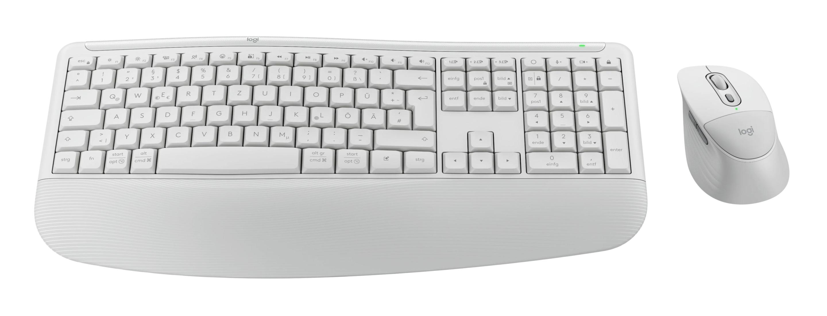 Conjunto de Teclado e Rato LOGITECH MK880 Signature Comfort Plus (Alemão - Tamanho completo - RF Wireless + Bluetooth - Branco acinzentado), miniatura 2
