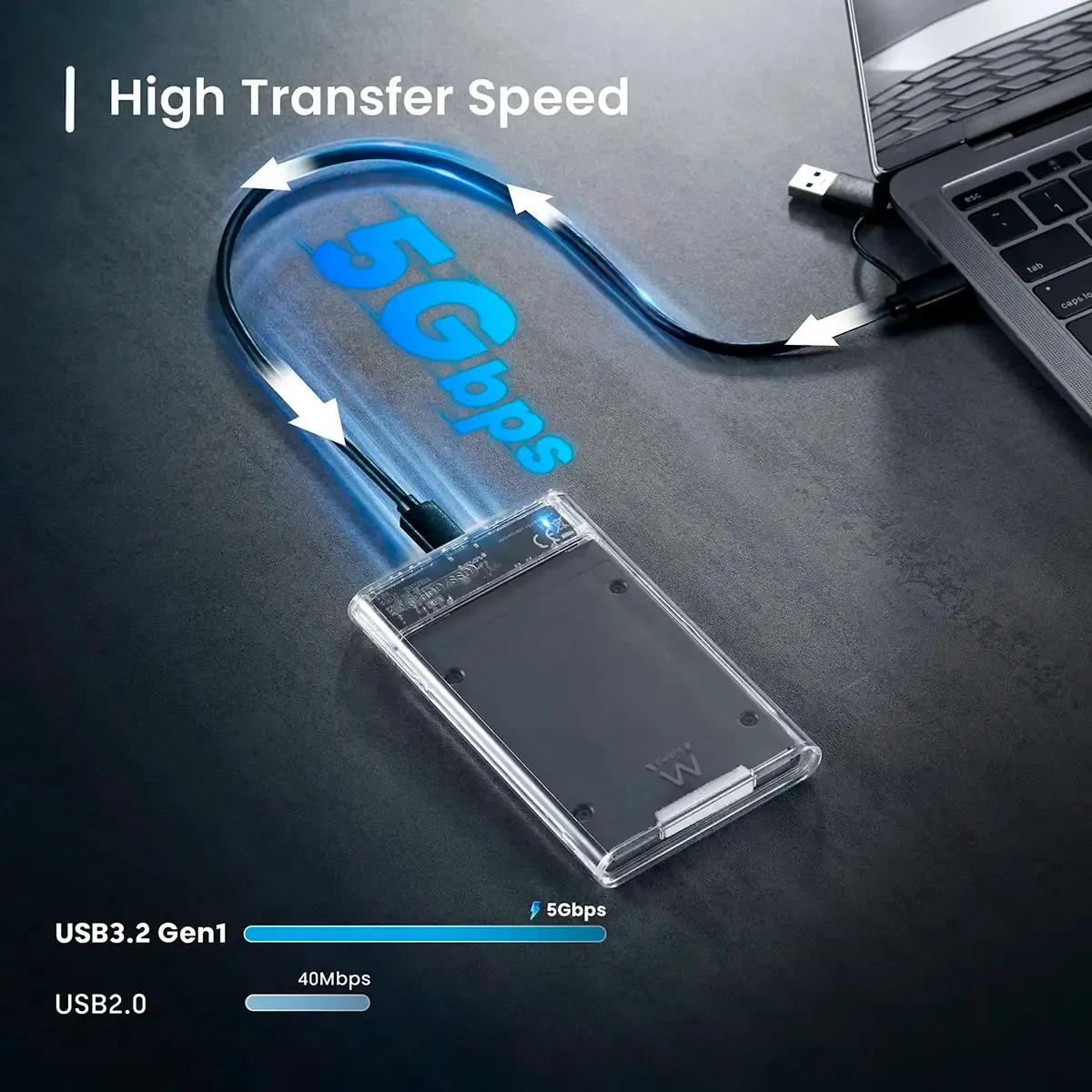 Caixa Externa para HDD/SSD SATA EWENT EW7064 (2,5" - Transparente), miniatura 4