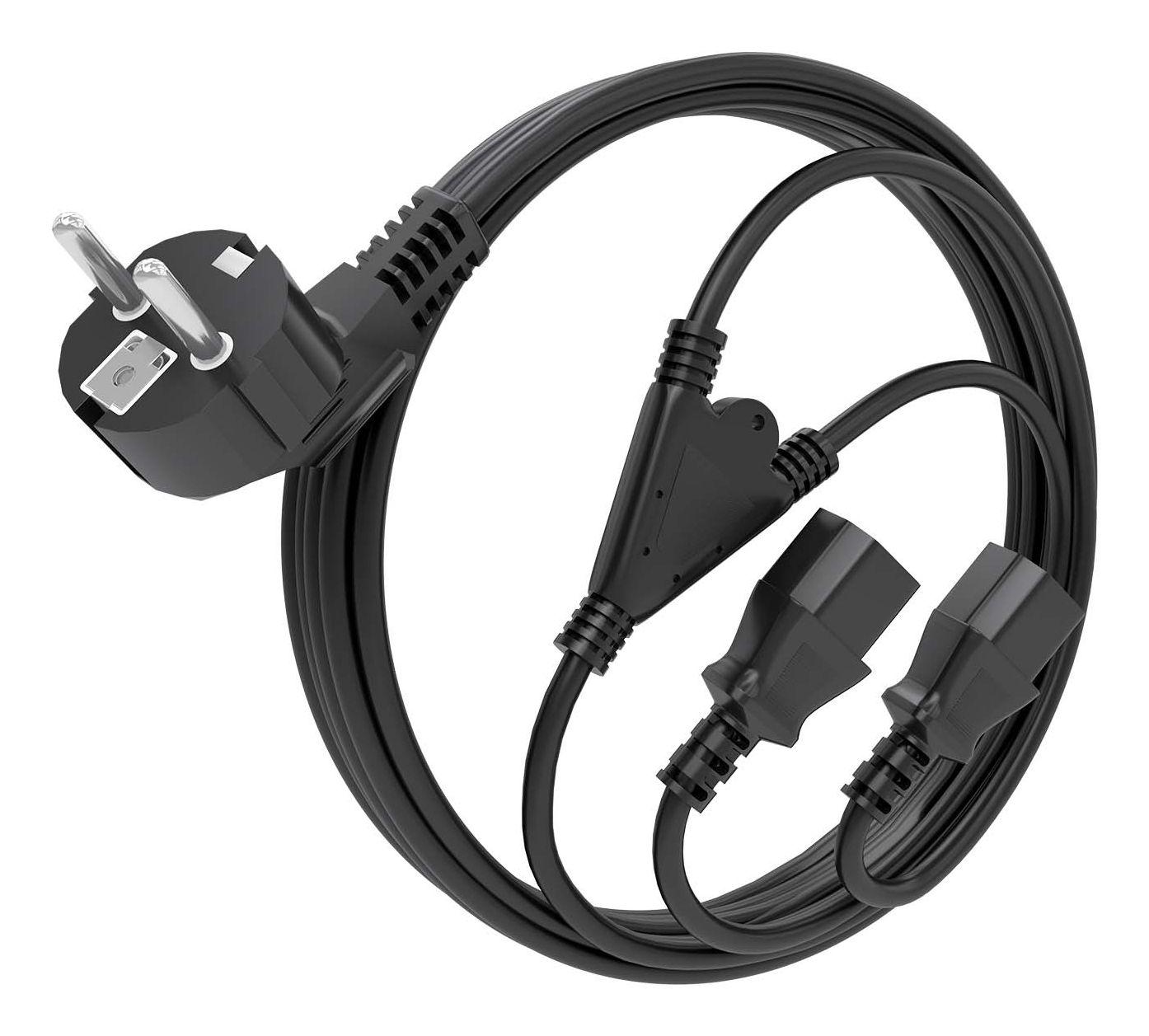 Cabo de Alimentação para CPU AISENS A132-0865 (3 m - Dispositivo para ligar 2 x C13 - CEE7/7 - Preto), miniatura 2