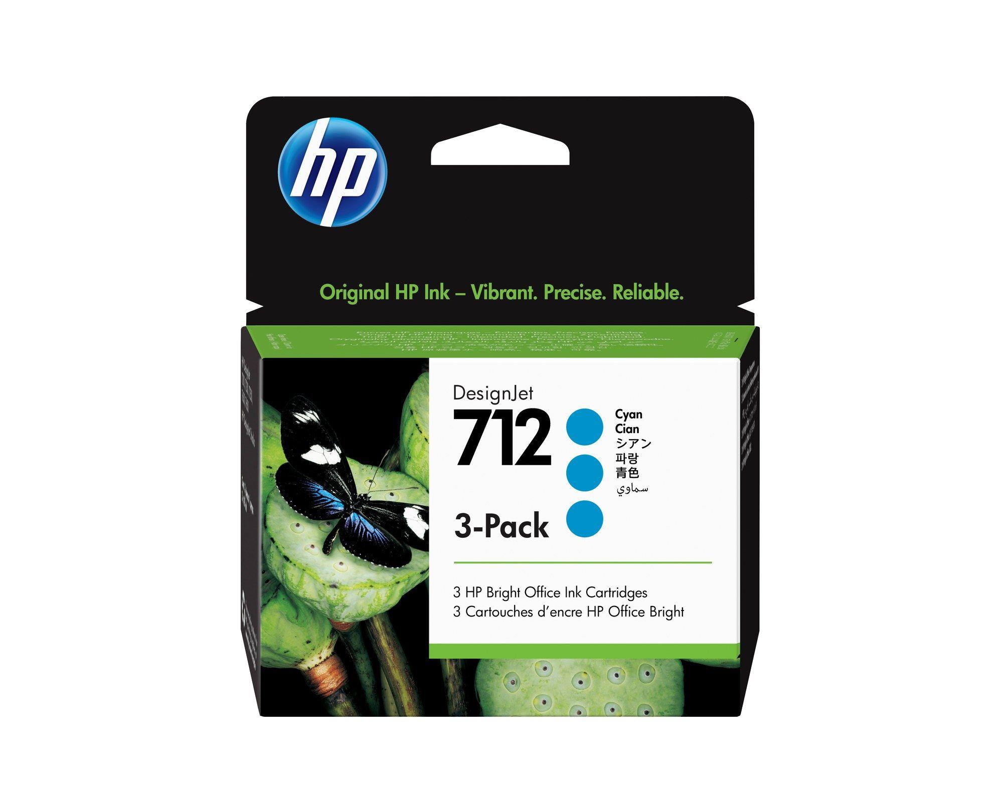 Pack de 3 Tinteiros HP 712 (Ciano)