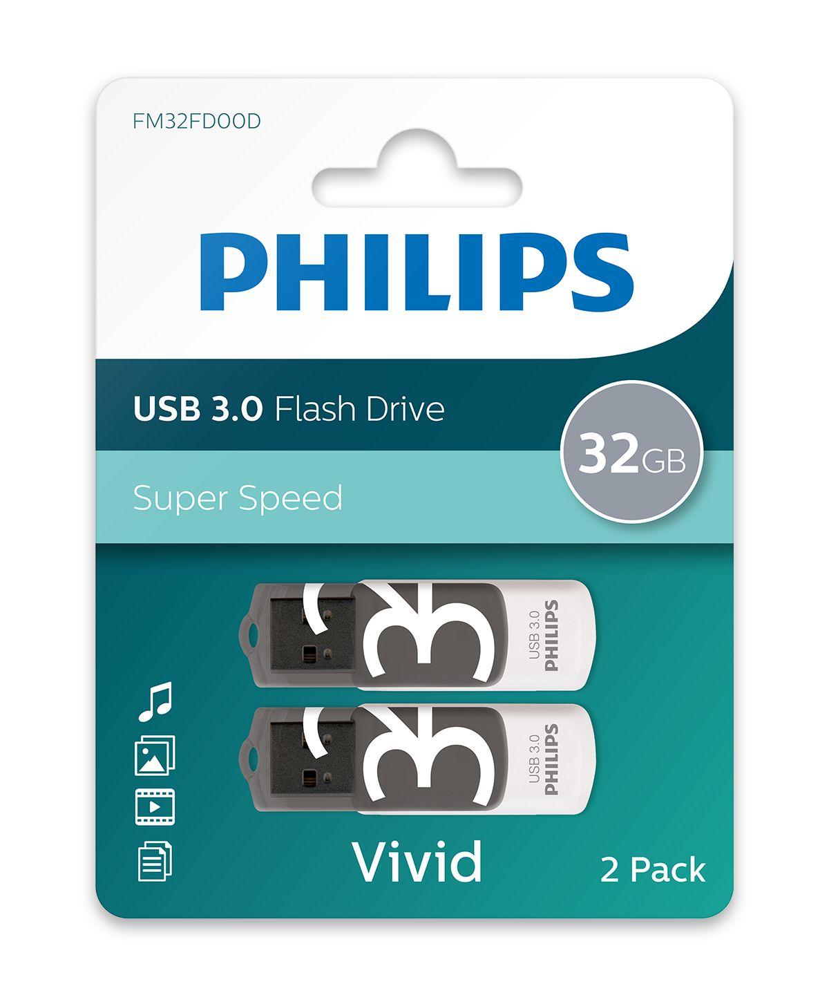 Pen USB PHILIPS FM32FD00D/00 (USB Type-A - 3.2 Gen 1 - Tampa - Cinzento) — miniatura 3