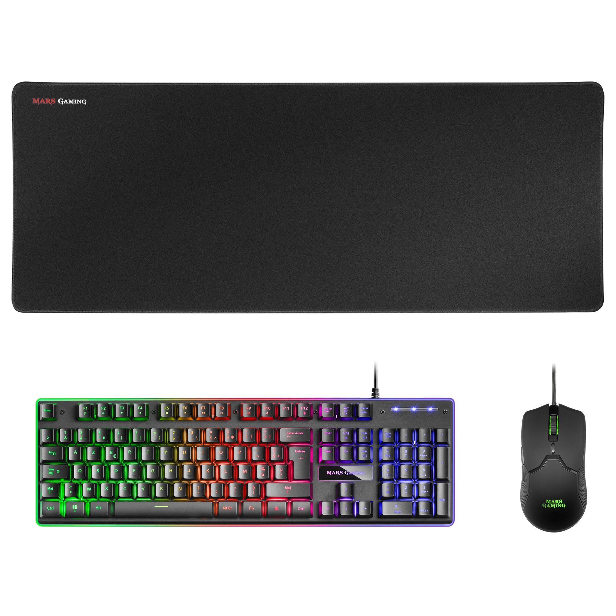 Teclado e Rato MARS GAMING MCPXBFR (Francês - Interruptor de membrana - Tamanho completo - Preto)