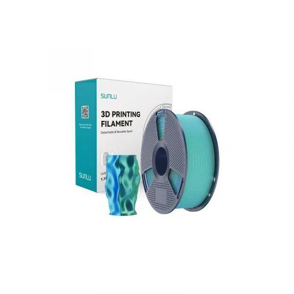 Filamento SUNLU PLA+ Silk DC Blu G (Impressoras 3D FDM - Azul-Verde)