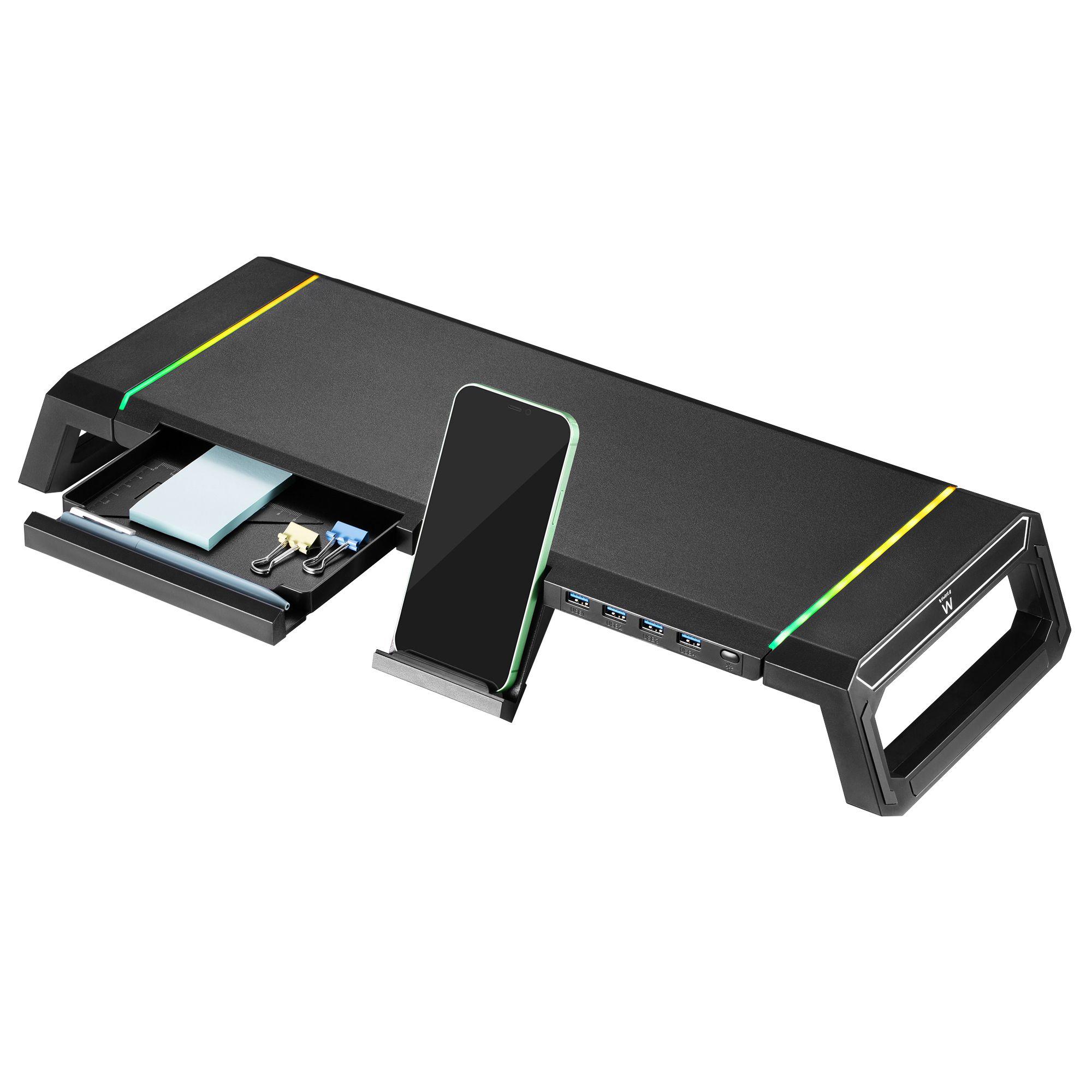 Elevador de Monitor EWENT EW1268 (Até 27" - Hub USB 3.0 - Preto)