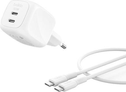 Carregador de Parede USB-C BELKIN WCH019kq1MWH-B6 (50 W - PD PPS - Branco)