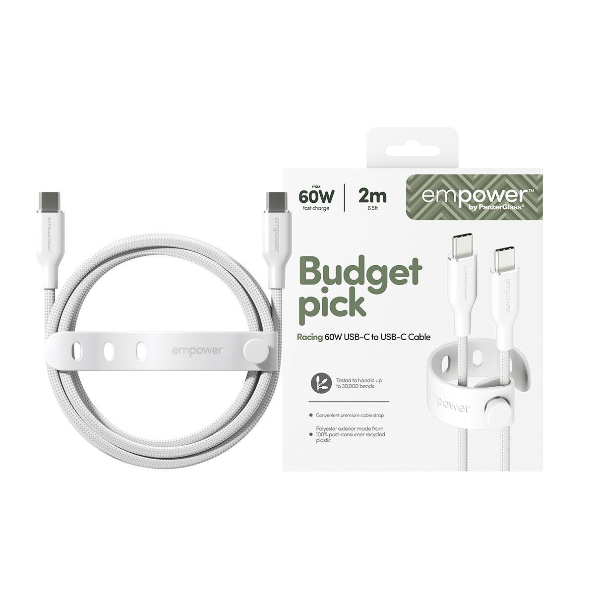 Cabo USB-C para USB-C PANZERGLASS empower™ Racing 60W (2 m - Branco) — miniatura 2