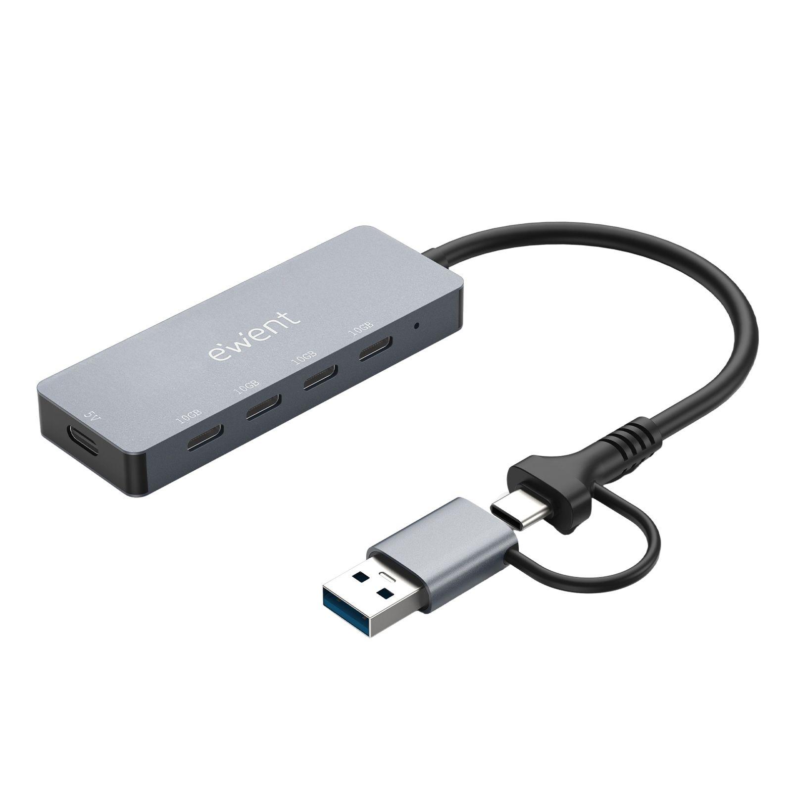 Hub USB-C EWENT EW1151 (0,15 m - USB Type-C - Cinzento)