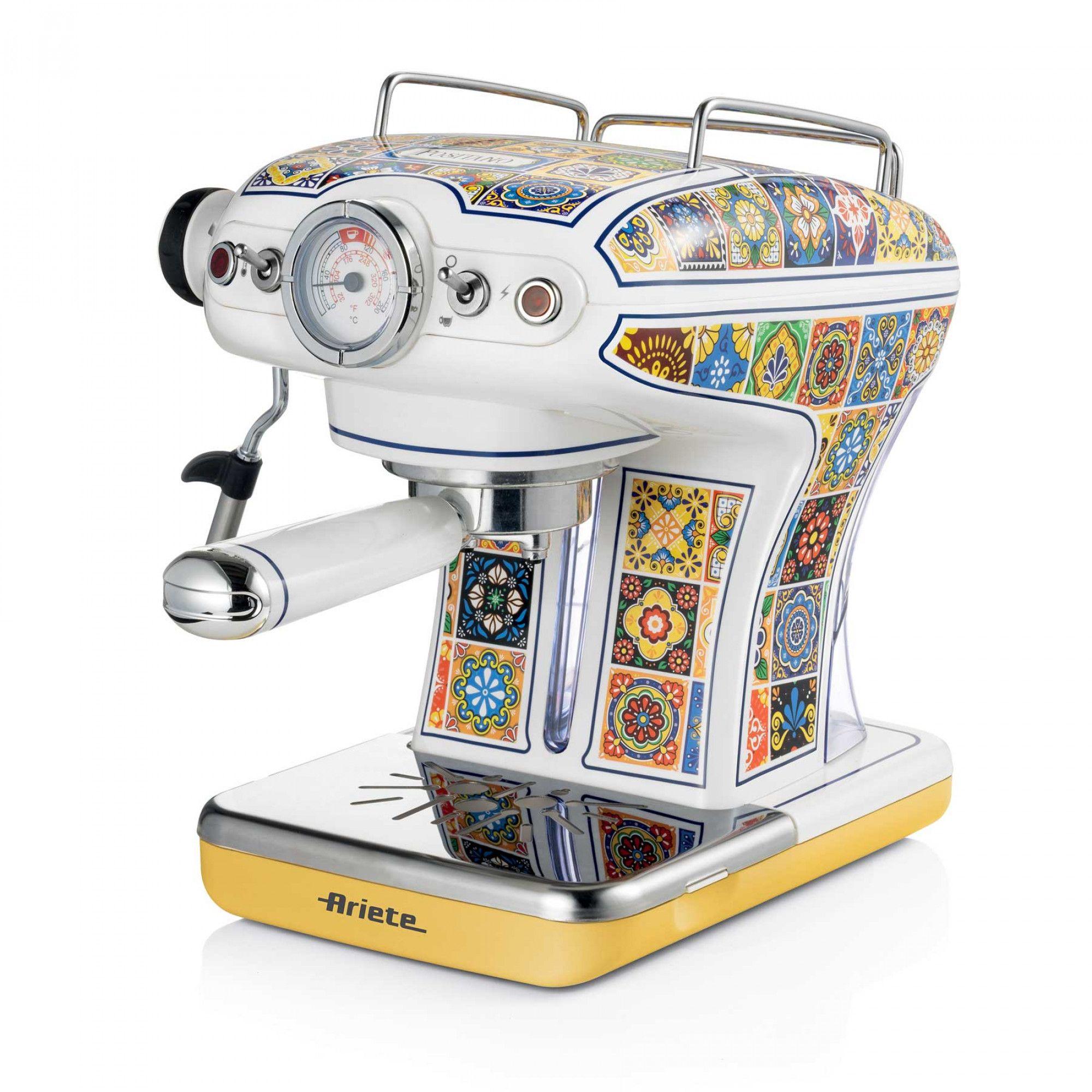Máquina de Café Expresso Manual ARIETE 1389/1P (Café moído, Doses individuais - 850 W - 15 bar - Azul e Amarelo)