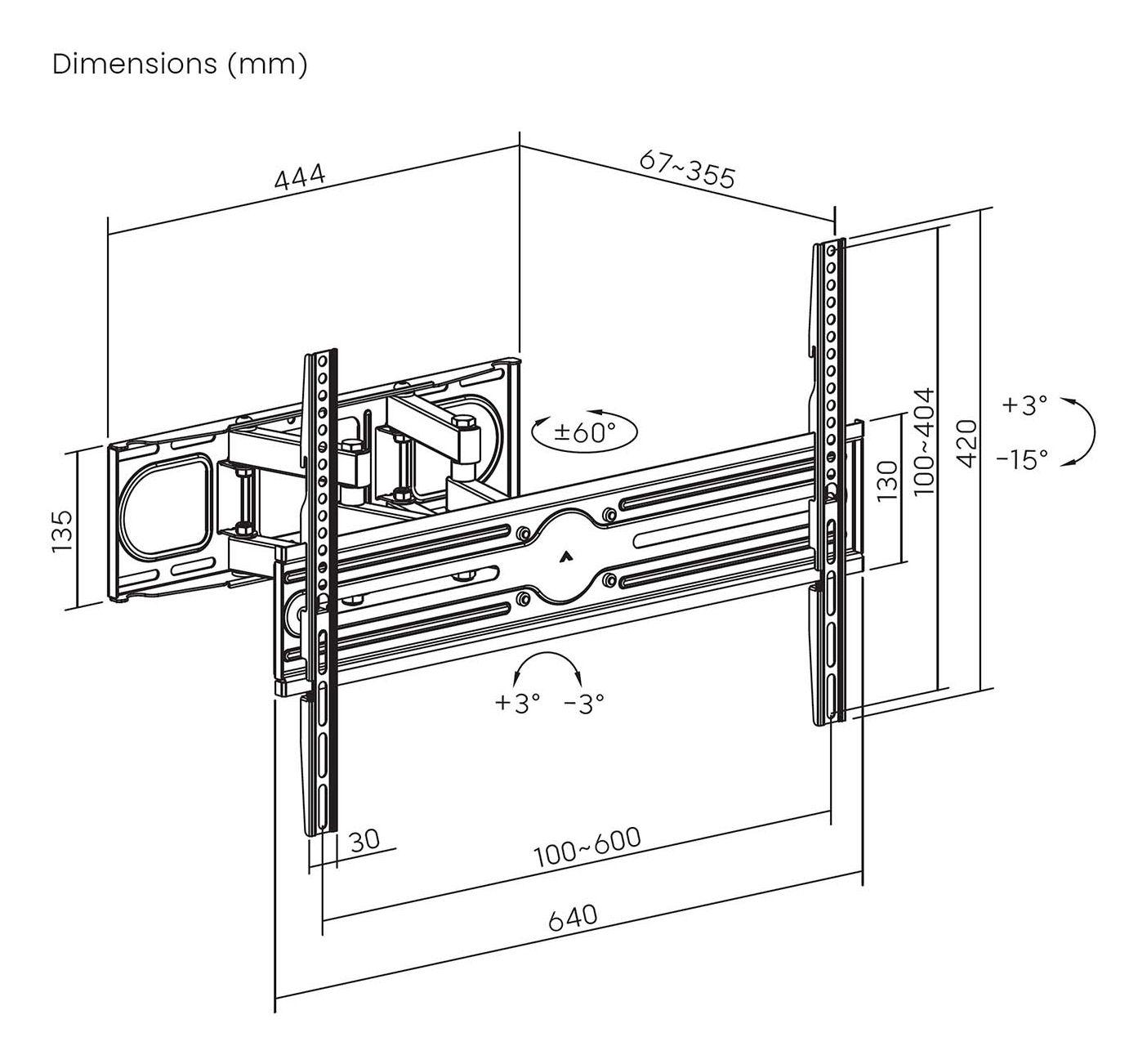 Suporte de Parede TV AISENS WT80TSLE-327 (37-80" - VESA 600x400 mm - Preto), miniatura 7