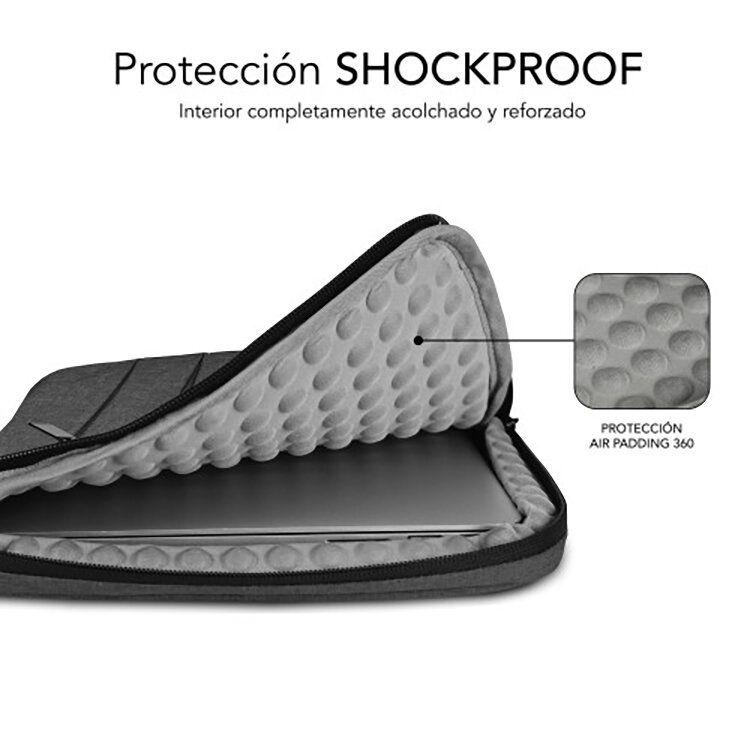 Bolsa para Portátil SUBBLIM Air Padding 360 Sleeve (Poliéster - 39,6 cm - Altura 29,5 cm - Cinzento-escuro) — miniatura 4