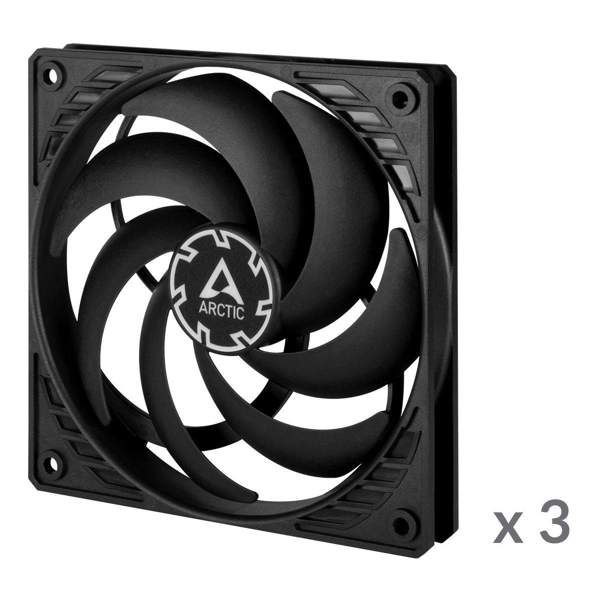 Conjunto de 3 Ventoinhas ARCTIC P12 Slim PWM PST (Não suportado - Plástico - Preto), miniatura 2