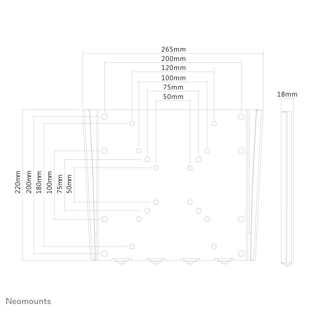 Suporte de Parede para TV NEOMOUNTS FPMA-W110BLACK (200 x 200 mm - 50 x 50 mm - 101,6 cm - Preto), miniatura 9
