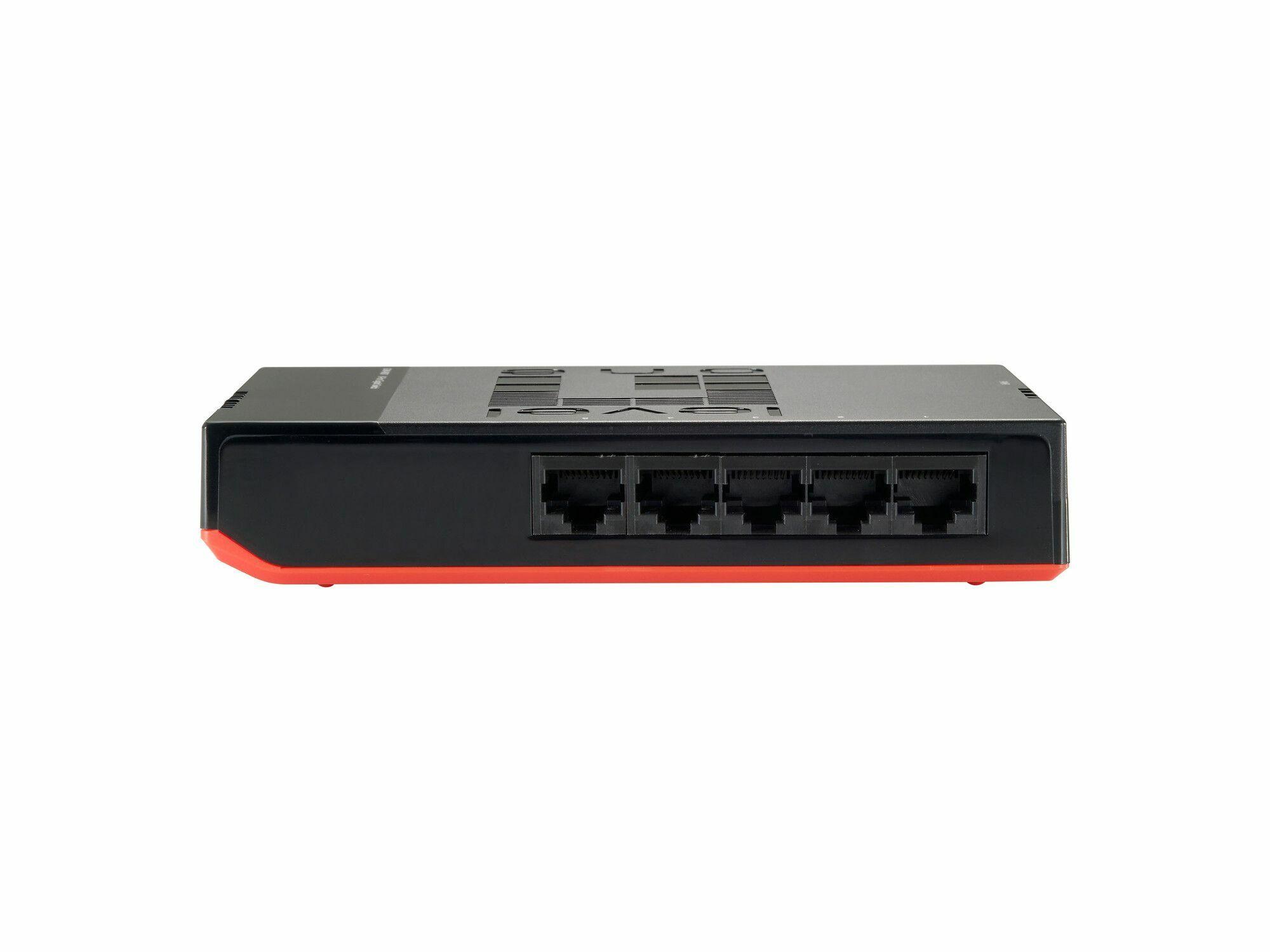 Switch de Rede LEVEL ONE GSW-0507 (Gigabit Ethernet RJ-45 - 10/100/1000 Mbps - 1 MB - Preto e Vermelho) — miniatura 4