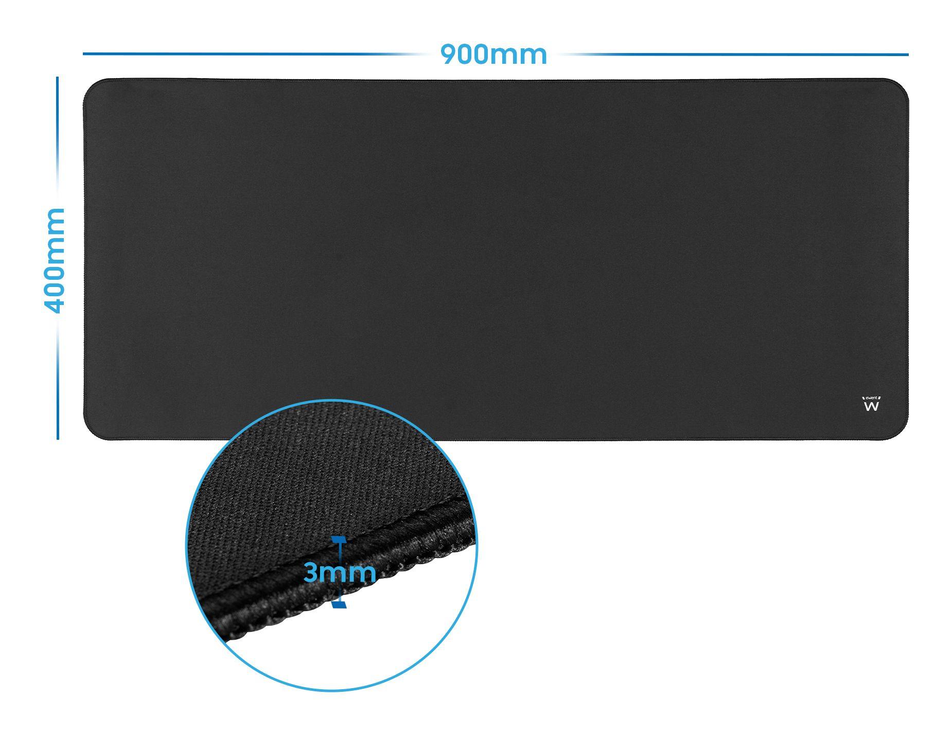 Tapete de Rato EWENT EW3182 (XXL - Poliéster, Borracha - 3 mm - Preto), miniatura 3
