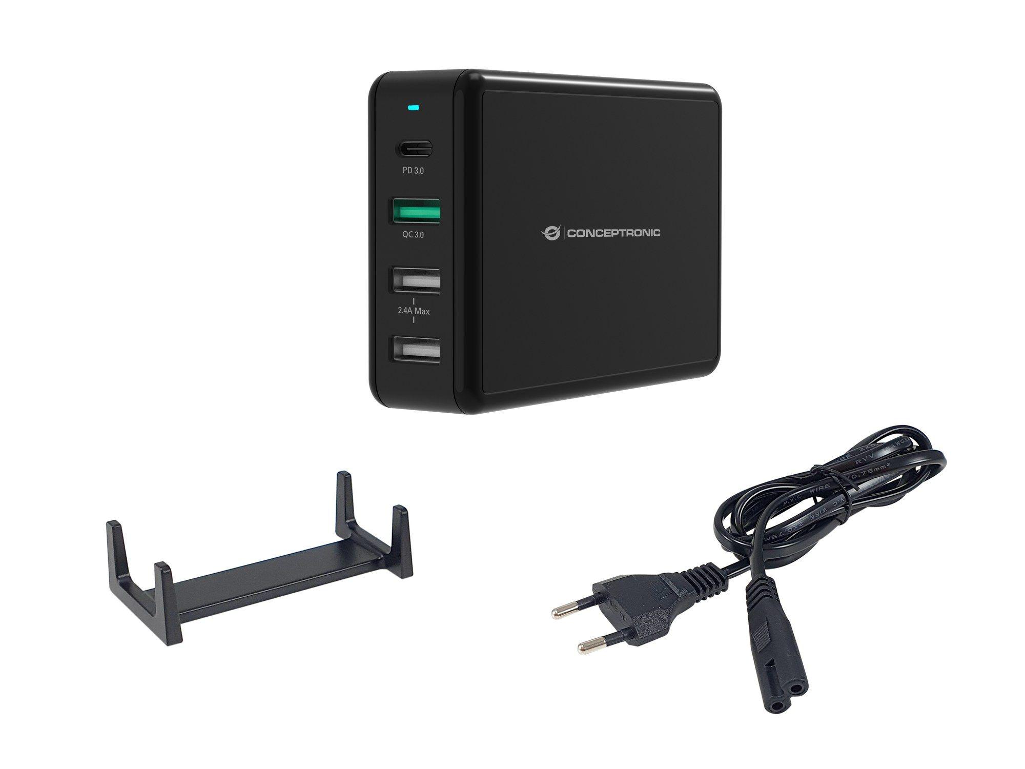 Carregador USB de Escritório CONCEPTRONIC OZUL01B (Universal - Preto), miniatura 6