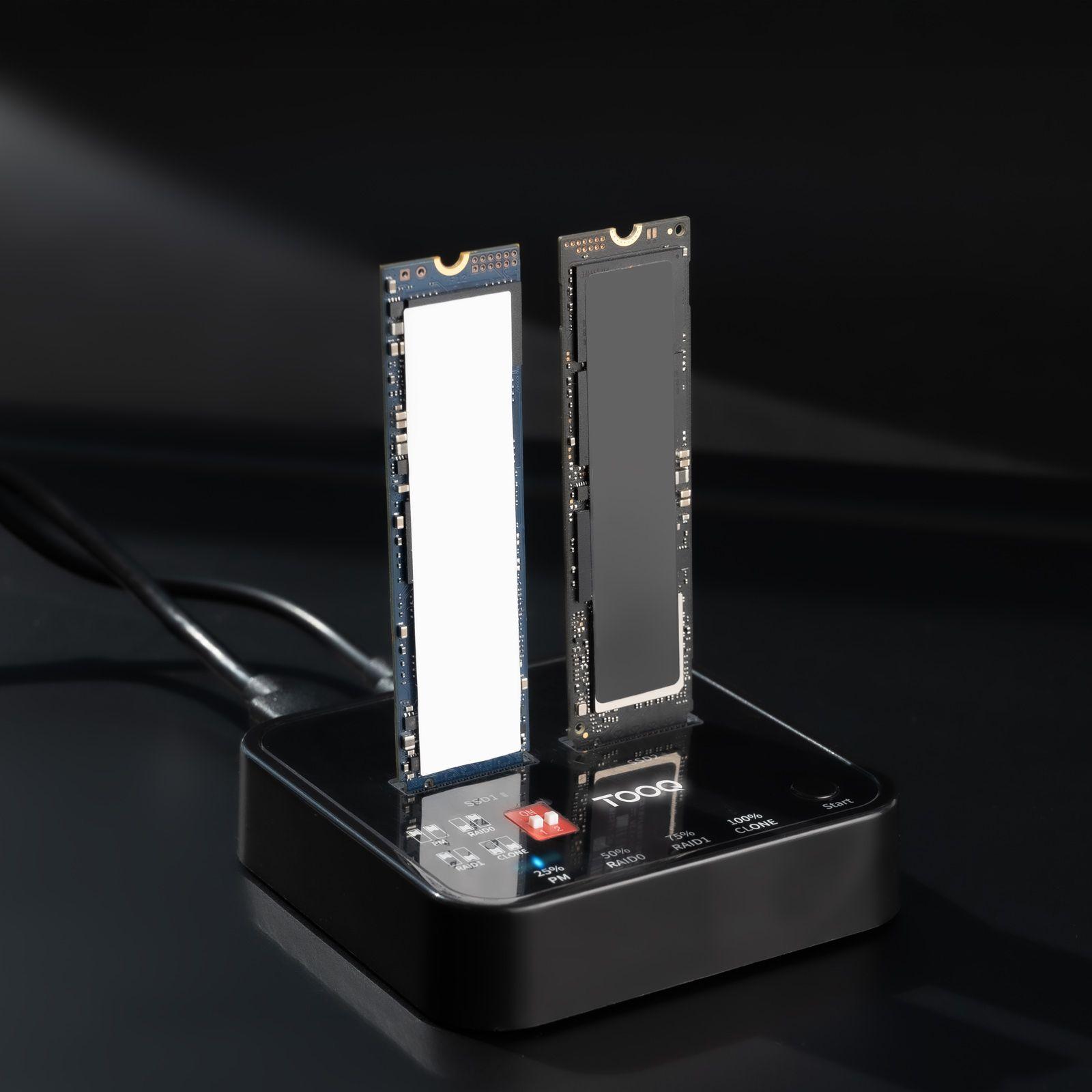 Base de Acoplamento e Duplicador TOOQ TQDS-201B (8 TB - M.2 " - PCI Express, SATA NVMe - Preto) — miniatura 3