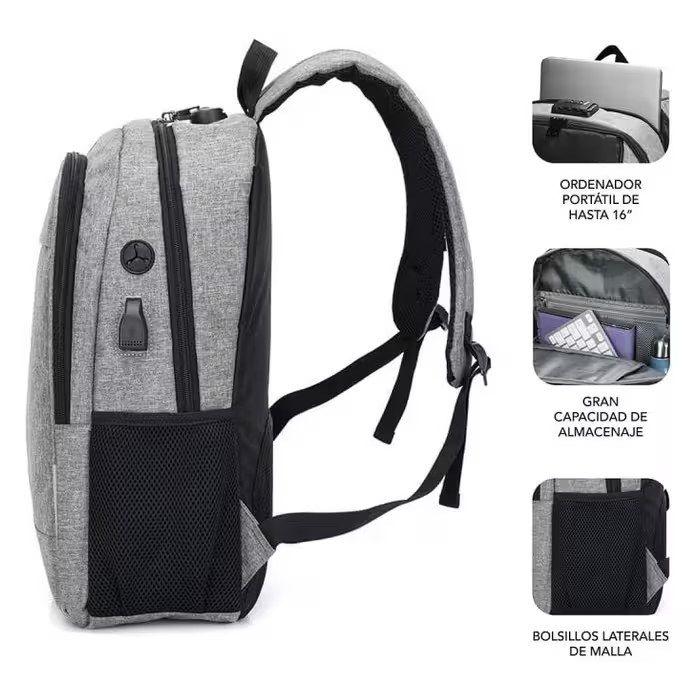 Mochila SUBBLIM Urban Lock (Portátil até 16" - Cinzento), miniatura 5