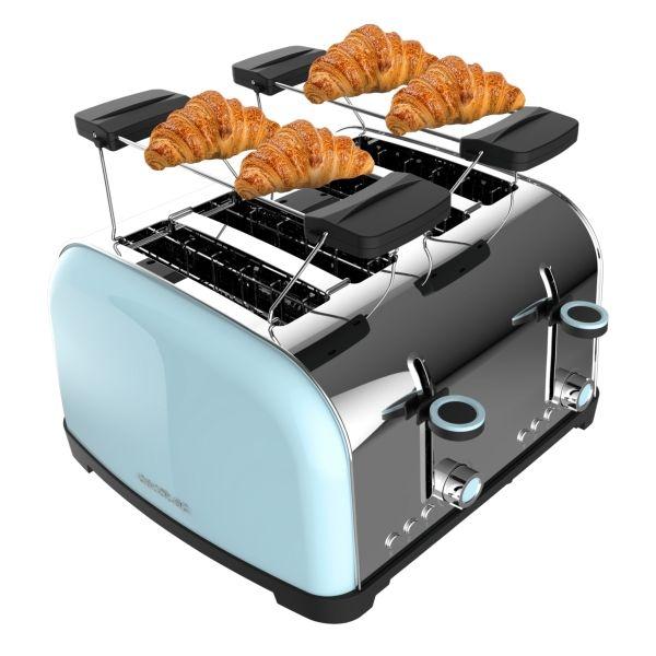 Torradeira CECOTEC Toastin' Time 1700 Double (1700 W - 4 fatias - Aço inoxidável - Azul-claro)