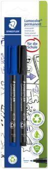 Marcadores Permanentes STAEDTLER Lumocolor 318 ASBK2D (Azul e Preto)