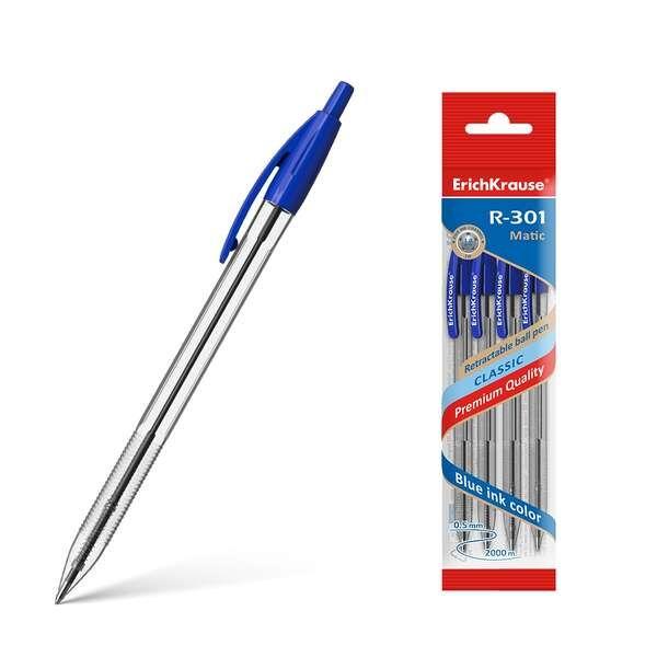Pack de 4 Canetas Esferográficas Automáticas ERICHKRAUSE R-301 Classic Matic 10 (Azul), imagem 1