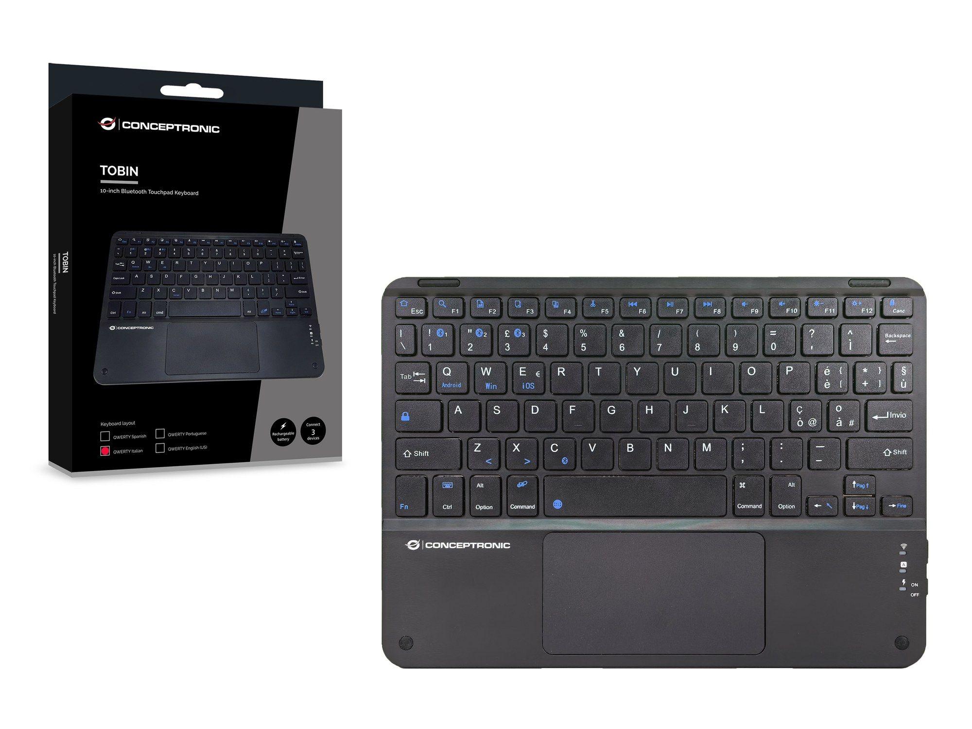 Teclado CONCEPTRONIC TOBIN01BIT (Italiano - Bluetooth - Sem fios - Azul/Preto), miniatura 5