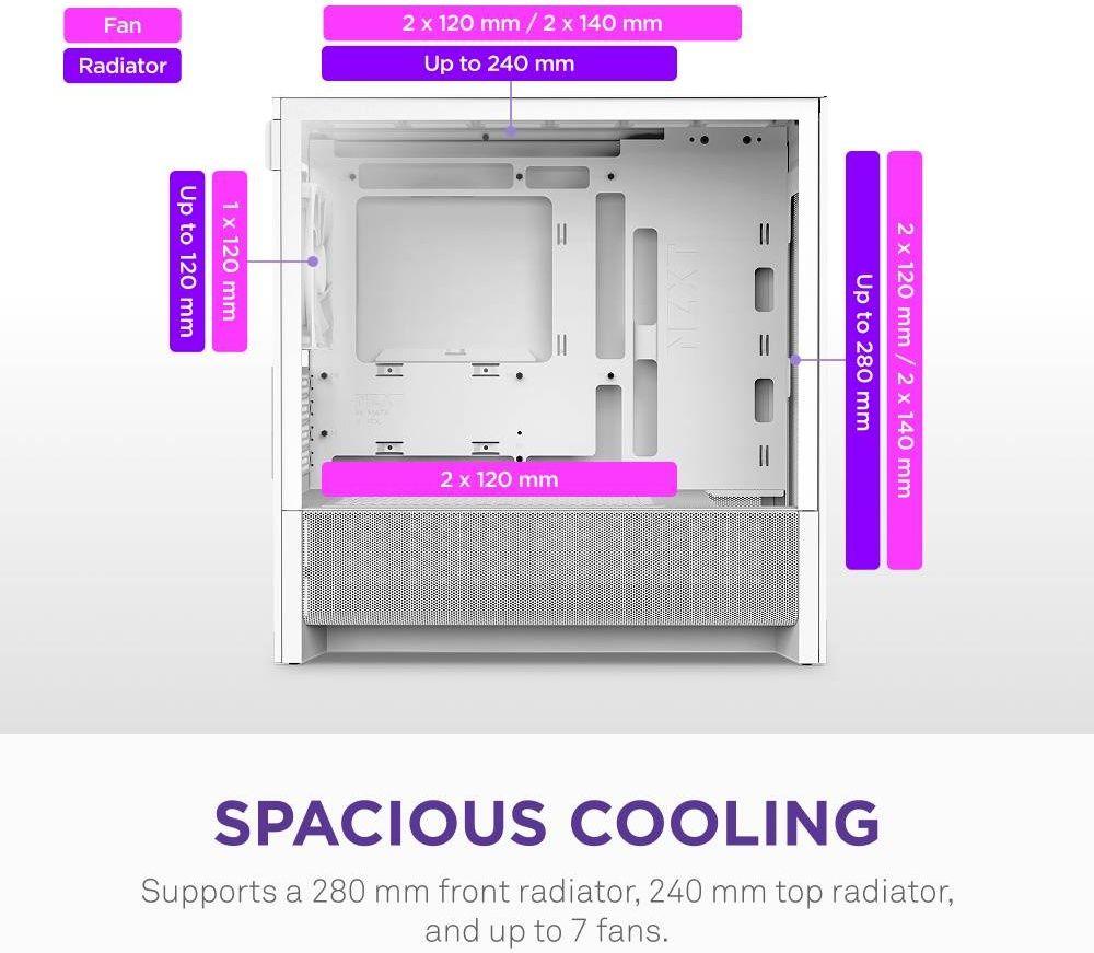Caixa PC NZXT H3 Flow (micro ATX, Mini-ITX - Midi Tower - Micro-ATX, Mini-ITX - Branco) — miniatura 6