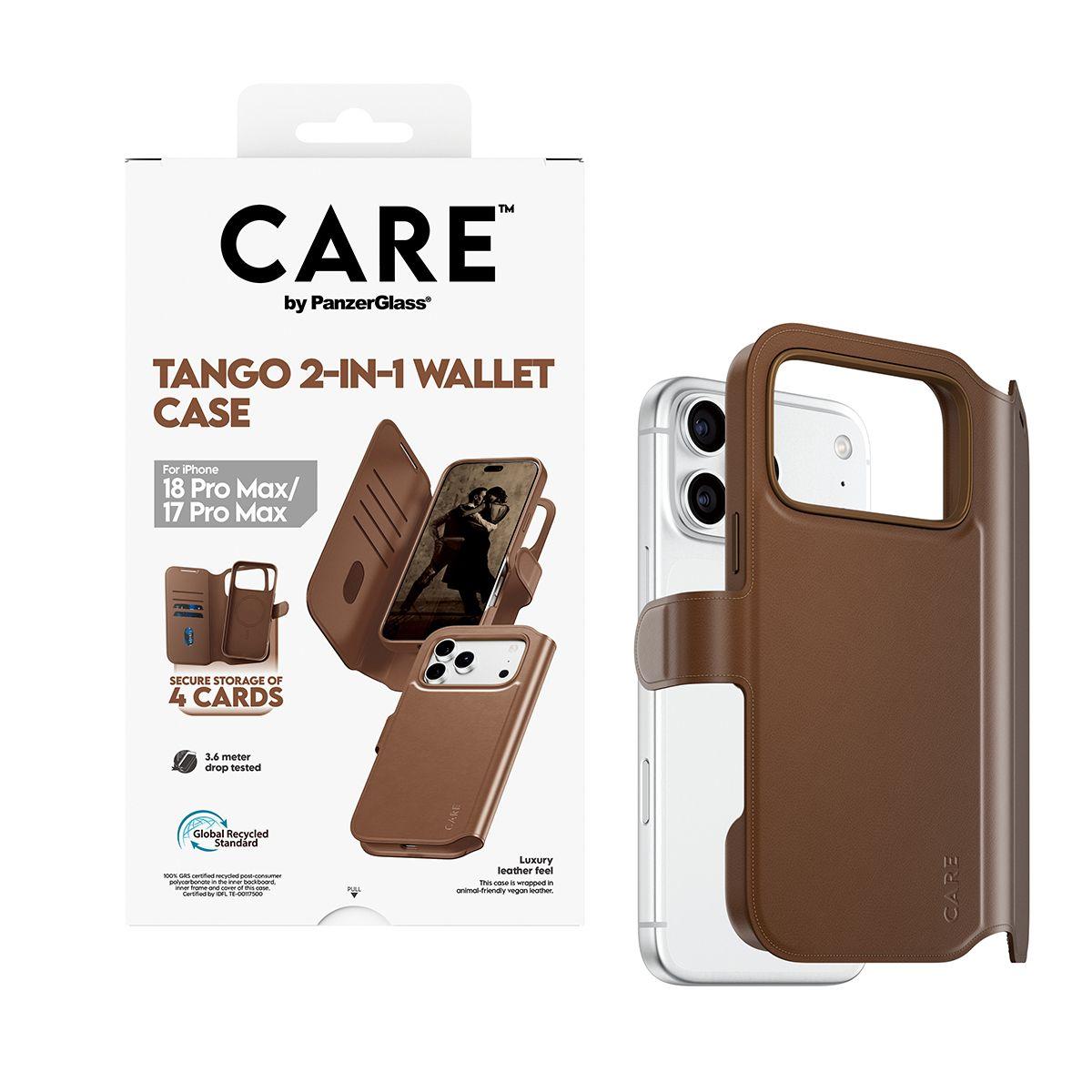 Capa Carteira para Telemóvel PANZERGLASS CARE Tango 2-in-1 Wallet Case (Castanho), miniatura 5
