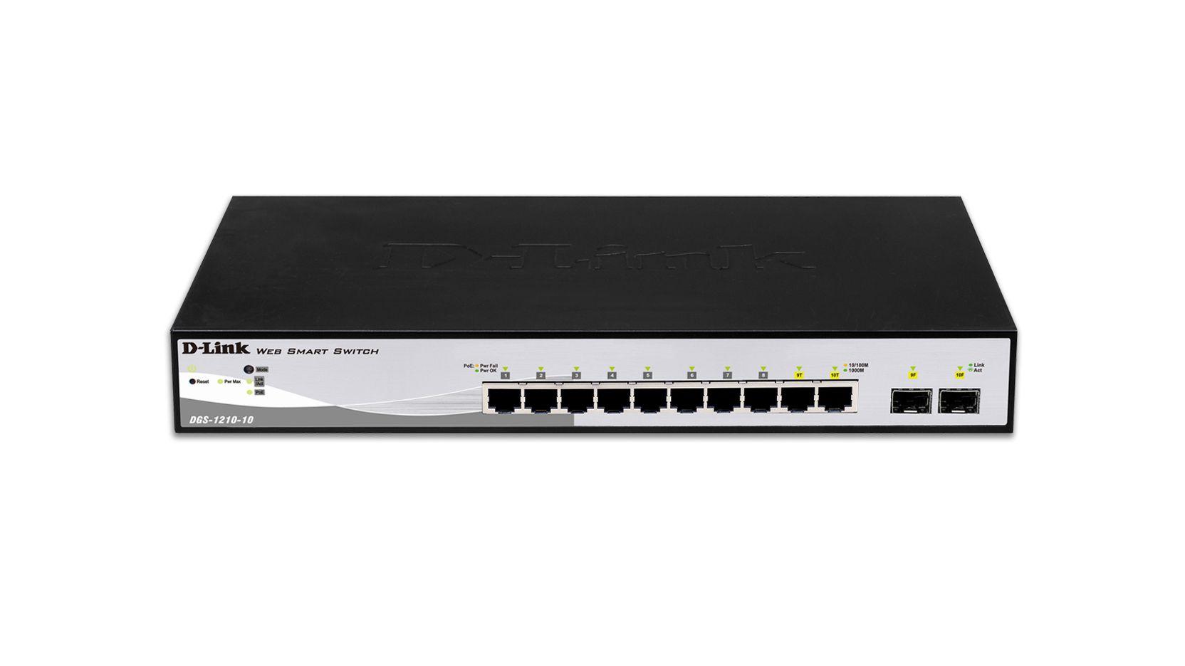 Switch D-LINK DGS-1210-10/E (Gigabit Ethernet - 0,512 MB - 20 Gbit/s - Preto e Cinzento)