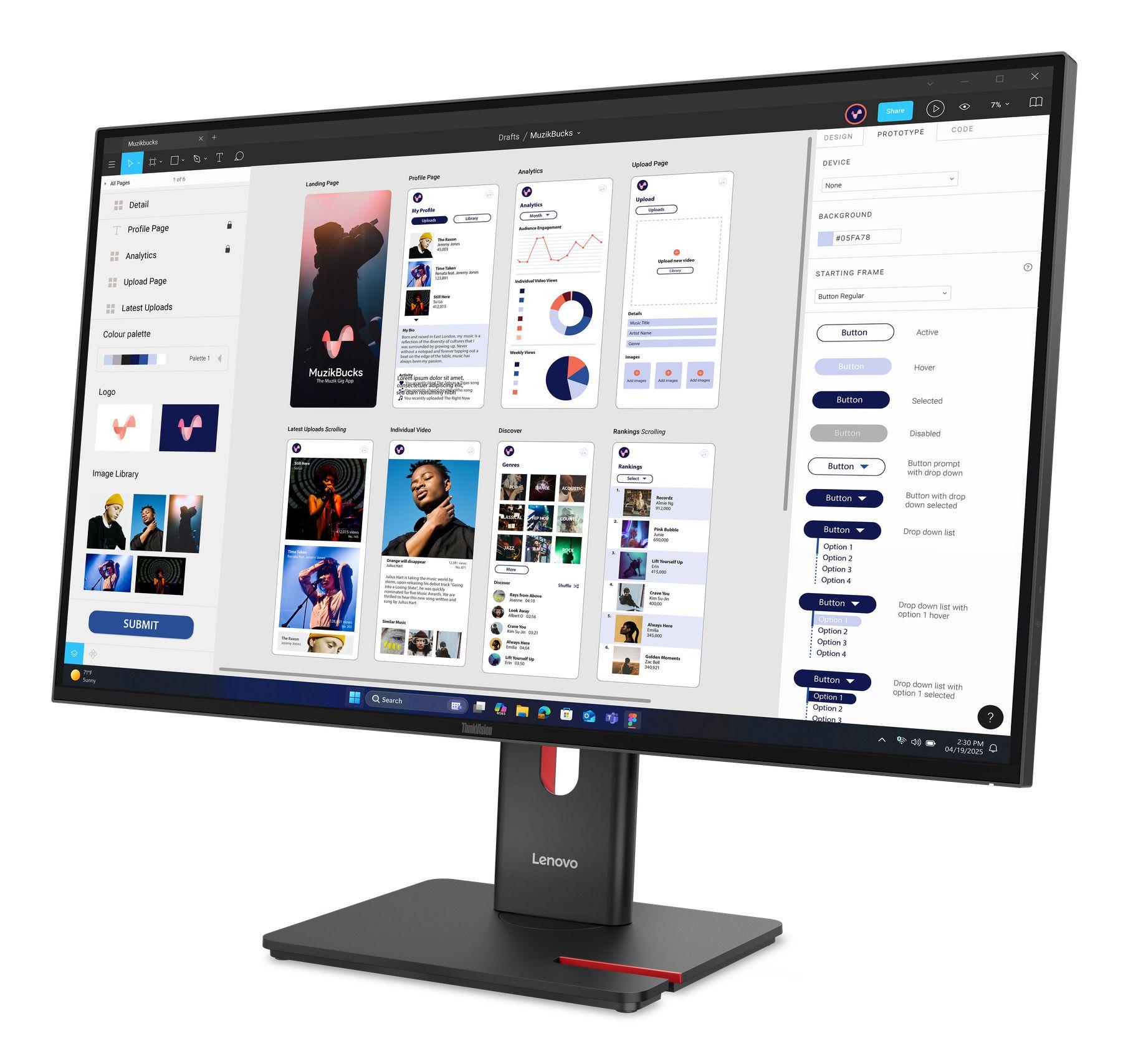 Monitor LENOVO ThinkVision T32UD-40 (31,5" - IPS - 60 Hz - Preto), miniatura 3
