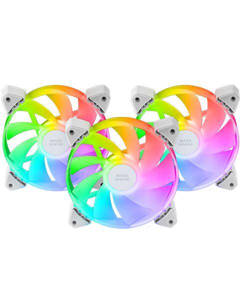 Kit de Ventoinhas para Caixa PC MARS GAMING MF-3ARW (Multicolor - Branco)