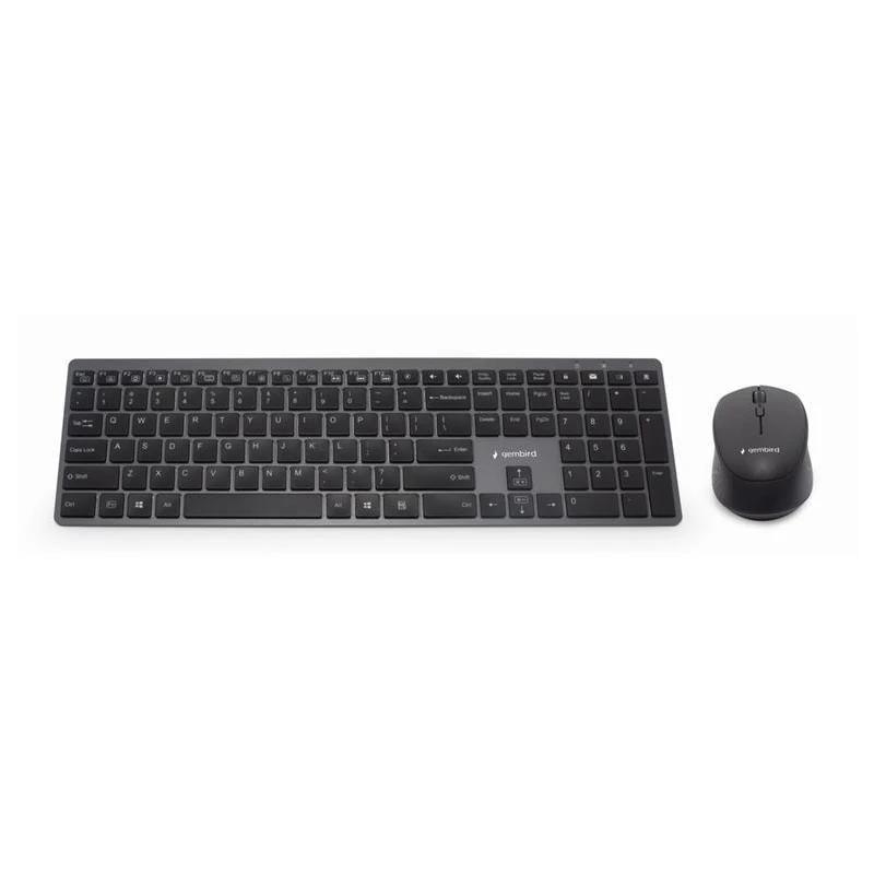 Teclado e Rato GEMBIRD KBS-ECLIPSE-M500-ES (Espanhol - Teclas tesoura - Tamanho completo - Preto)
