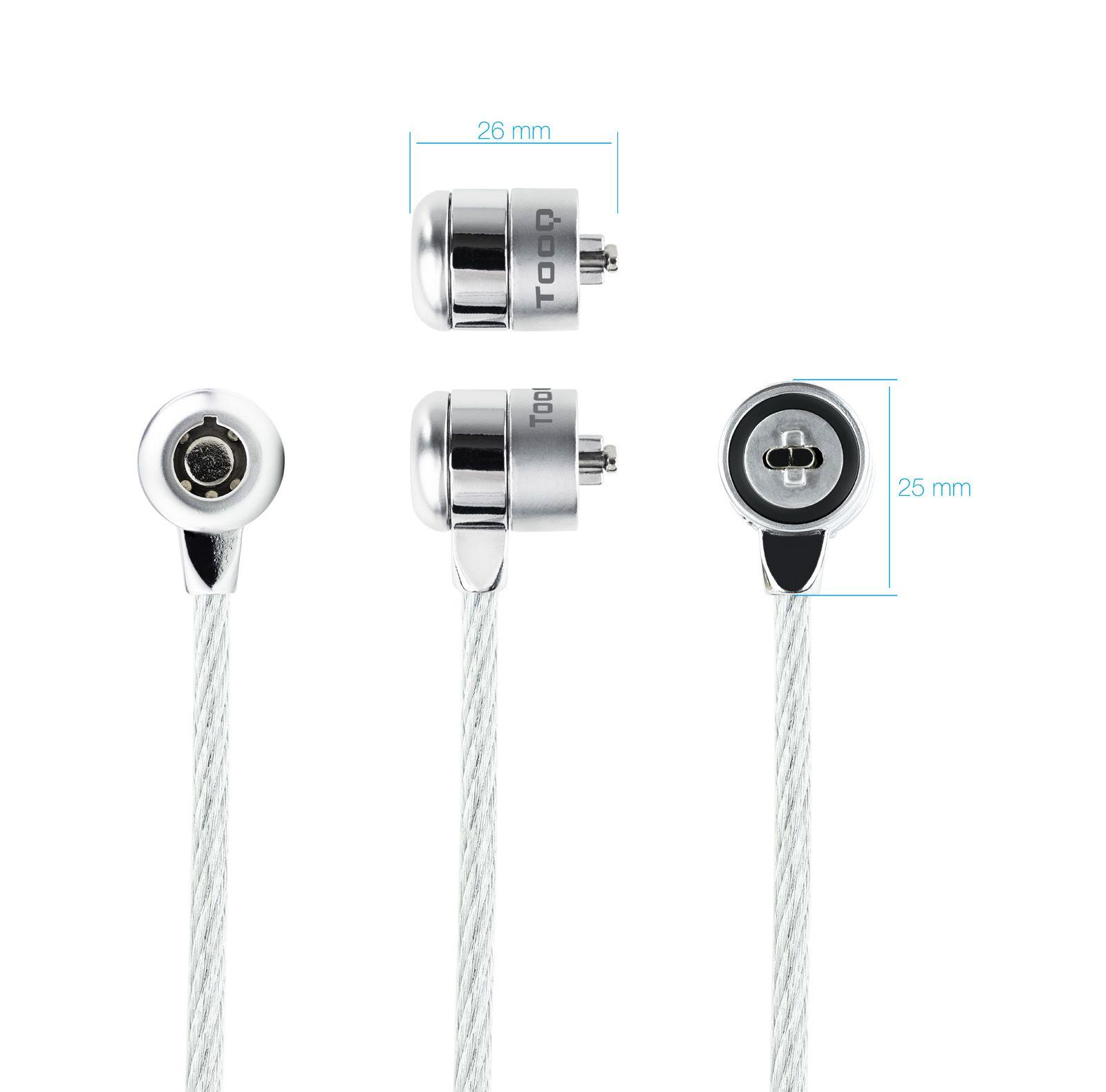 Cabo de Segurança TOOQ TQCLKC0025 (Aço galvanizado - chave - Kensington - Prateado), miniatura 2