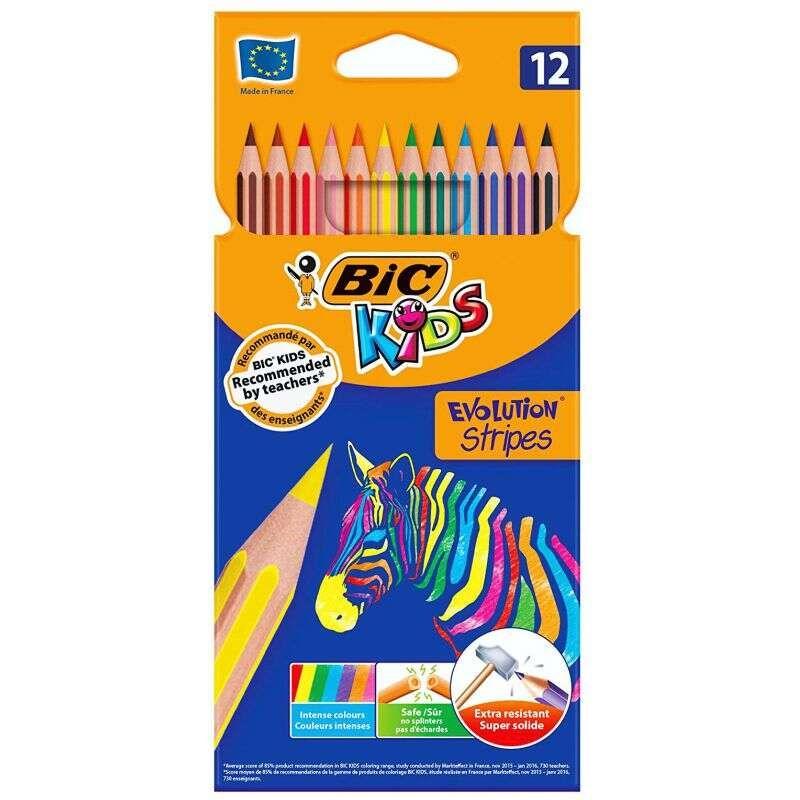 Lápis de Cor BIC Kids Evolution Stripes (Resina, sem madeira - Cores Sortidas)
