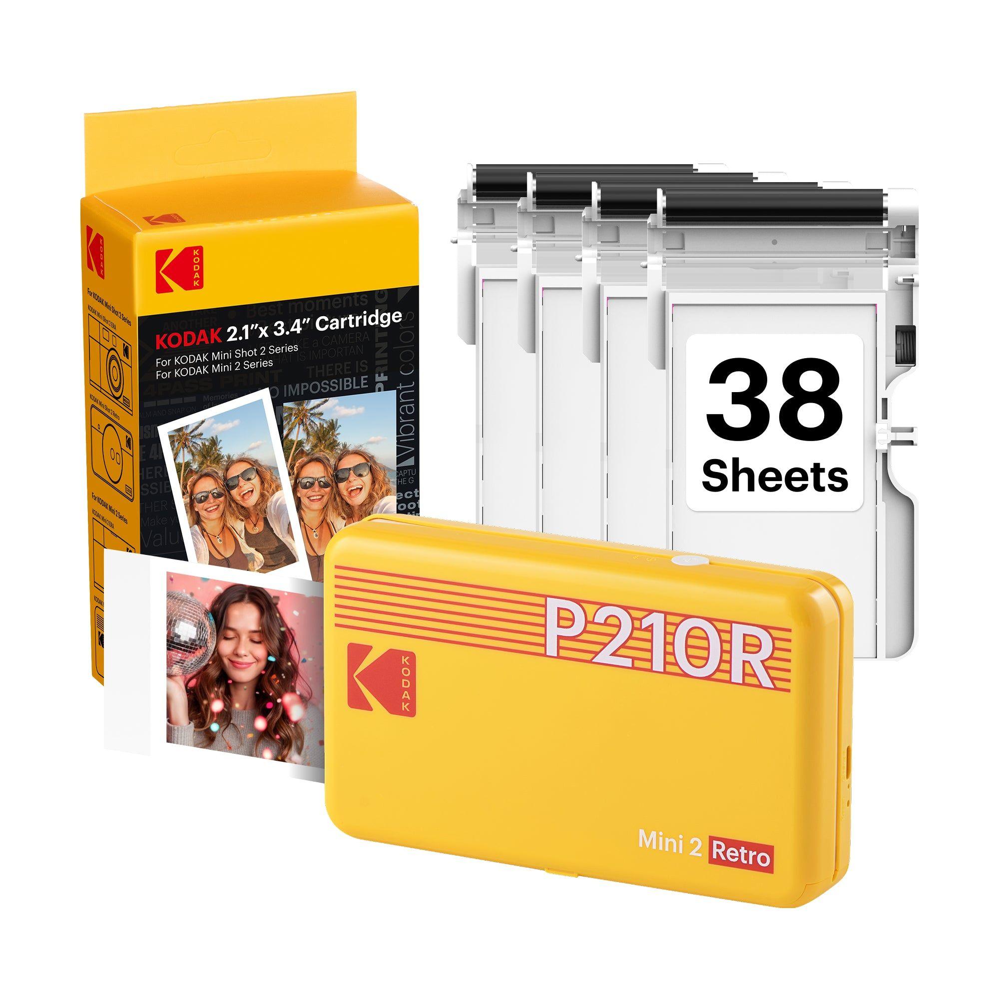Impressora Fotográfica Portátil KODAK Mini 2 Retro P210RWBW (2,1 x 3,4 polegadas - 4PASS - Branco)