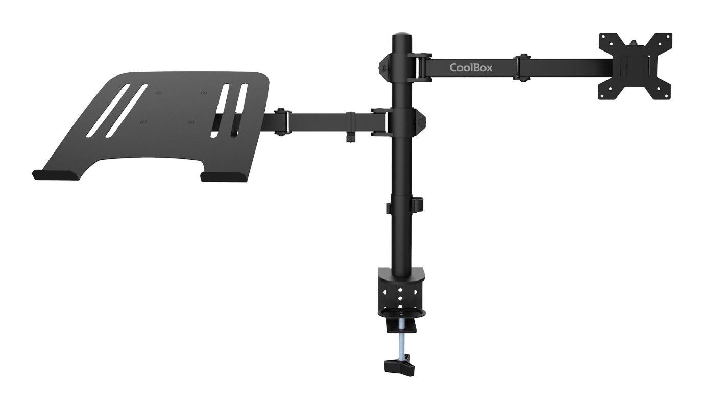 Suporte de Secretária para Monitor e Portátil COOLBOX MP01 (2 Ecrãs - Até 32" - Preto)