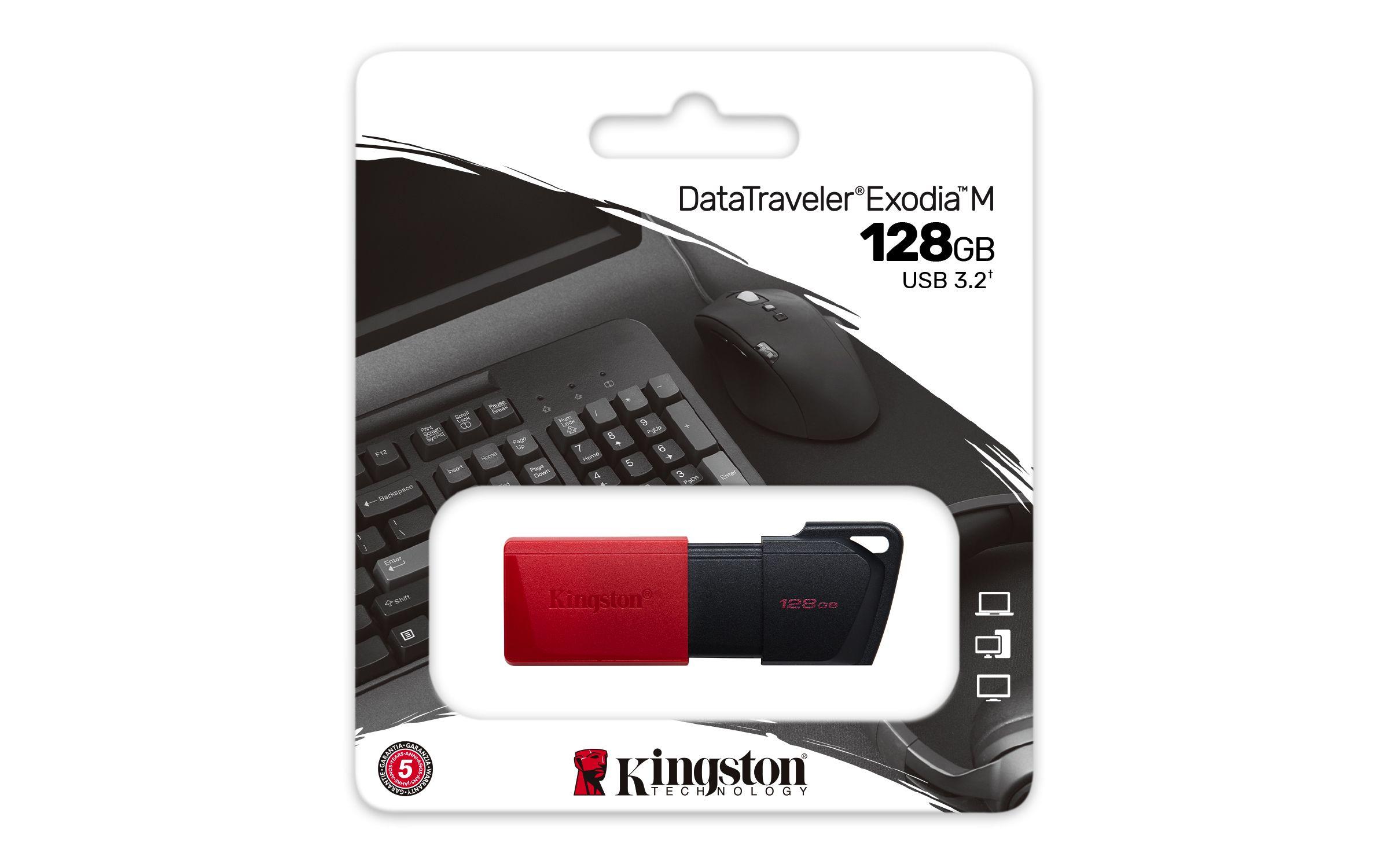Pen USB KINGSTON DataTraveler Exodia M (128 GB - USB Type-A - 3.2 Gen 1 - Preto e Vermelho) — miniatura 6