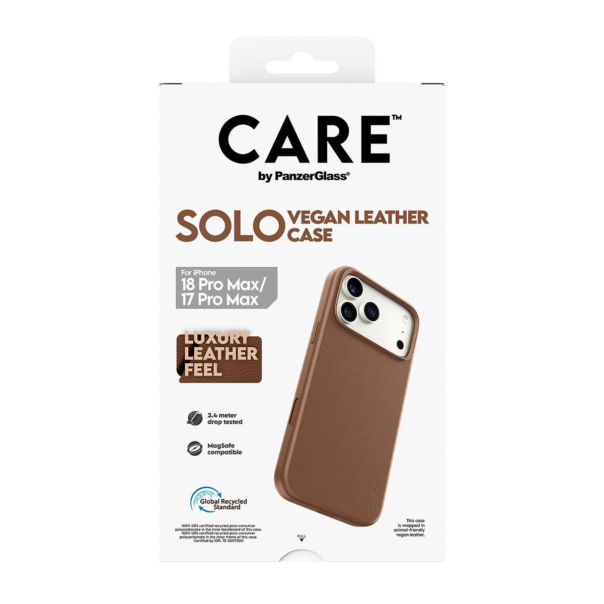 Capa para Telemóvel PANZERGLASS CARE by Solo Vegan Leather Case (Castanho), miniatura 3