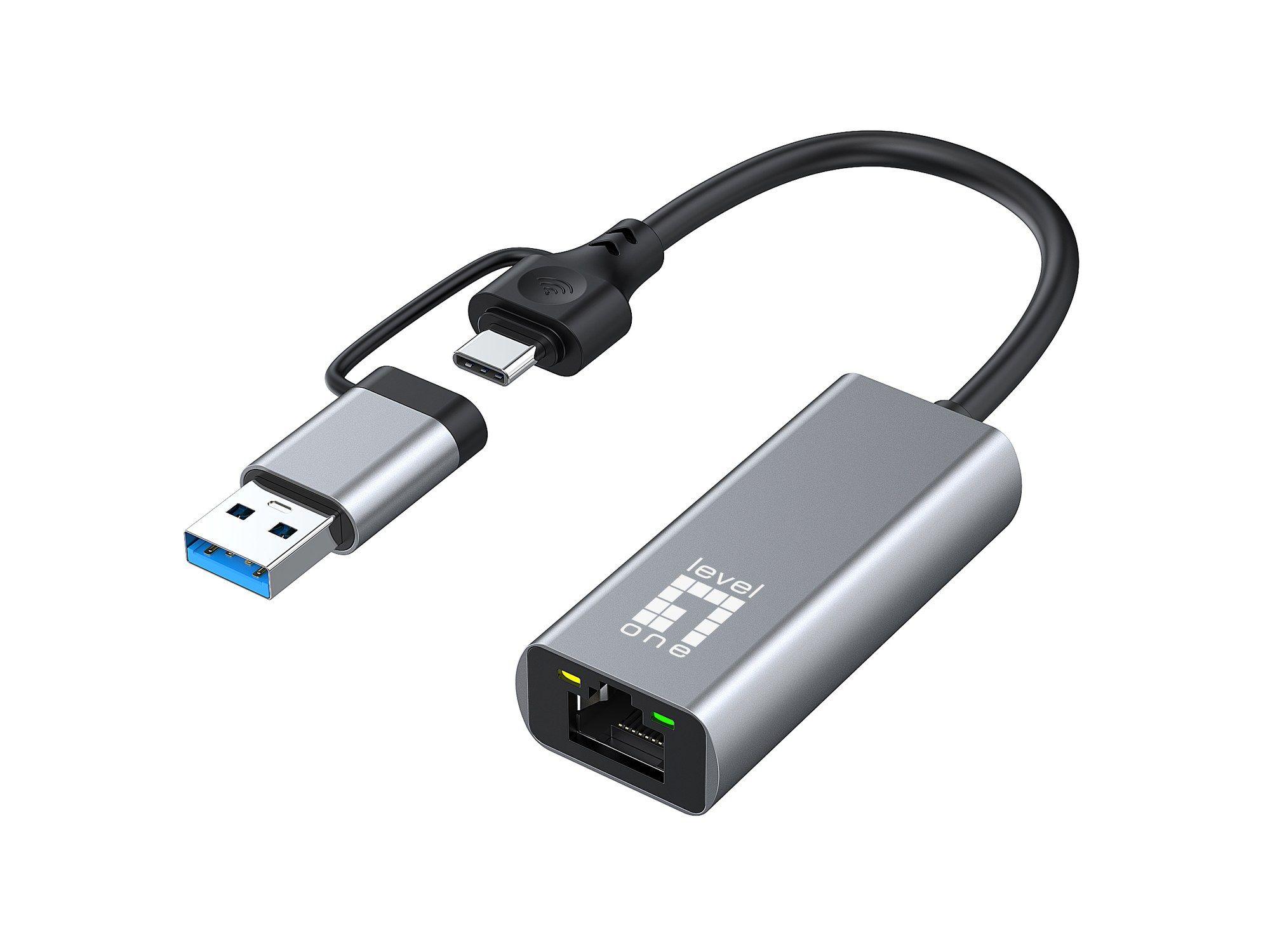 Adaptador USB Ethernet LEVELONE USB-0423 (2.5 Gbit/s - Cinzento)