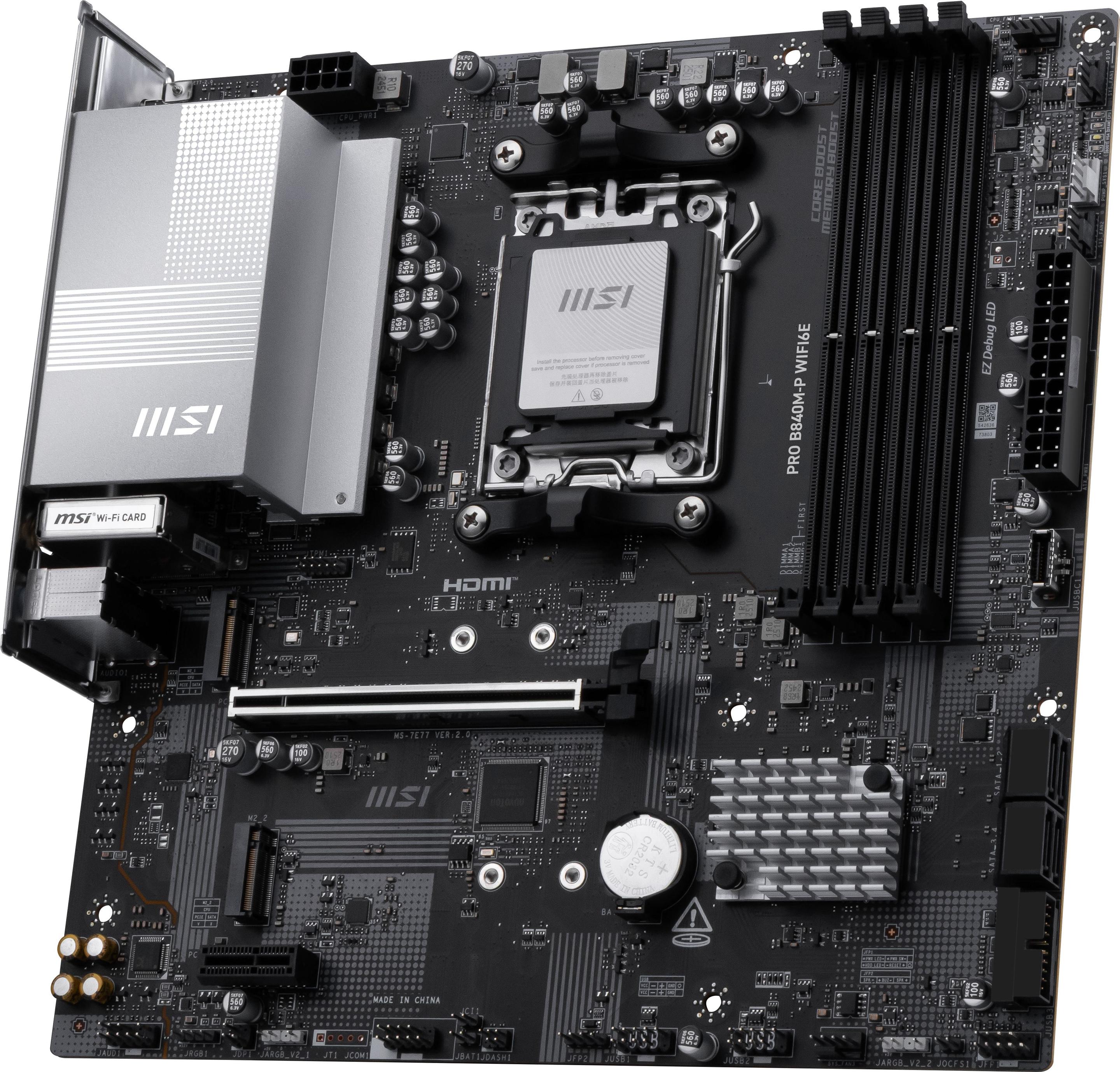 Motherboard MSI PRO B840M-P WIFI6E (AM5 - micro-ATX - Duplo canal - Preto), miniatura 3